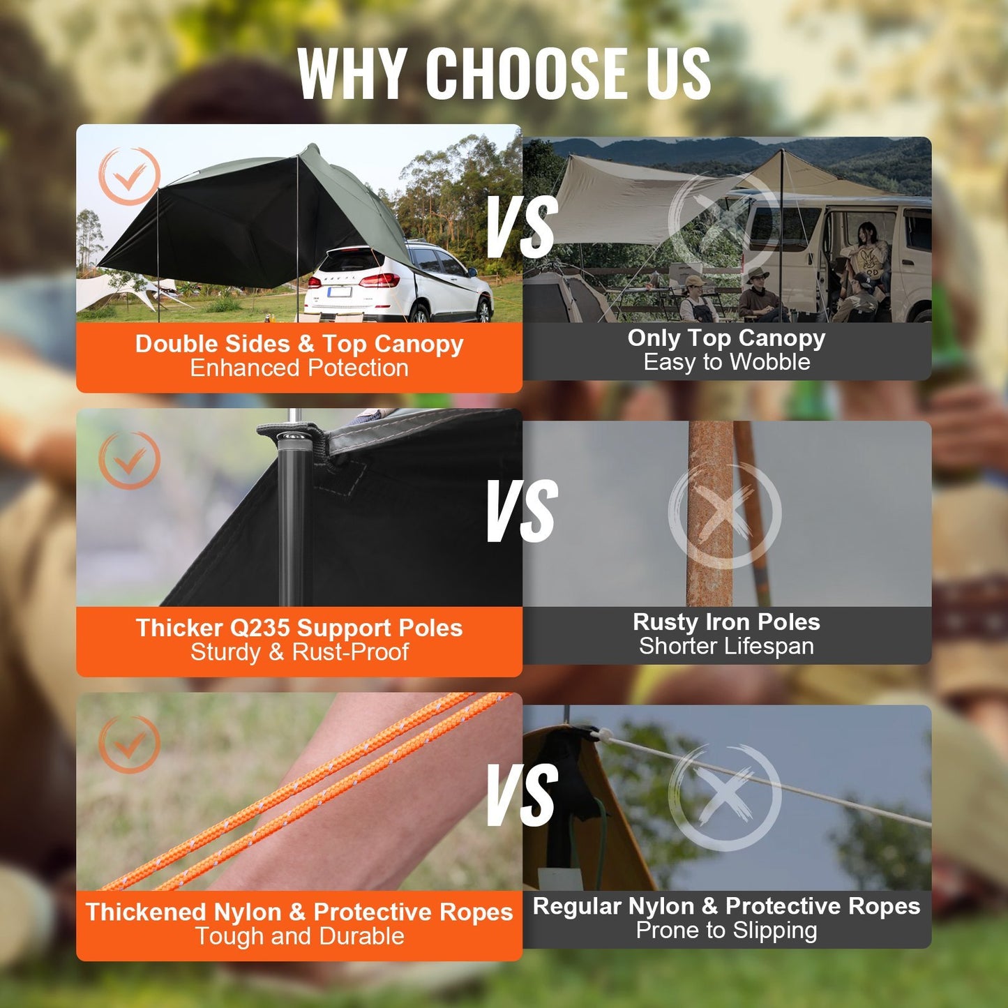 VEVOR Vehicle Awning, PU2000mm UV50