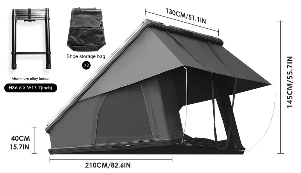 Roof Top Hardshell Tent - For 2-3 People With Ladder