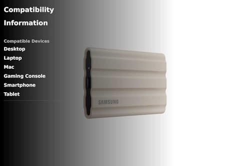 SAMSUNG T7 Shield 2TB, Portable SSD, up-to 1050MB/s, USB 3.2 Gen2, Rugged,IP65 Water & Dust Resistant, for Photographers, Content Creators and Gaming, Extenal Solid State Drive (MU-PE2T0S/AM), Black