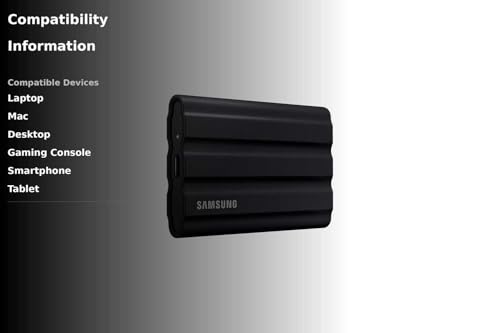 SAMSUNG T7 Shield 2TB, Portable SSD, up-to 1050MB/s, USB 3.2 Gen2, Rugged,IP65 Water & Dust Resistant, for Photographers, Content Creators and Gaming, Extenal Solid State Drive (MU-PE2T0S/AM), Black
