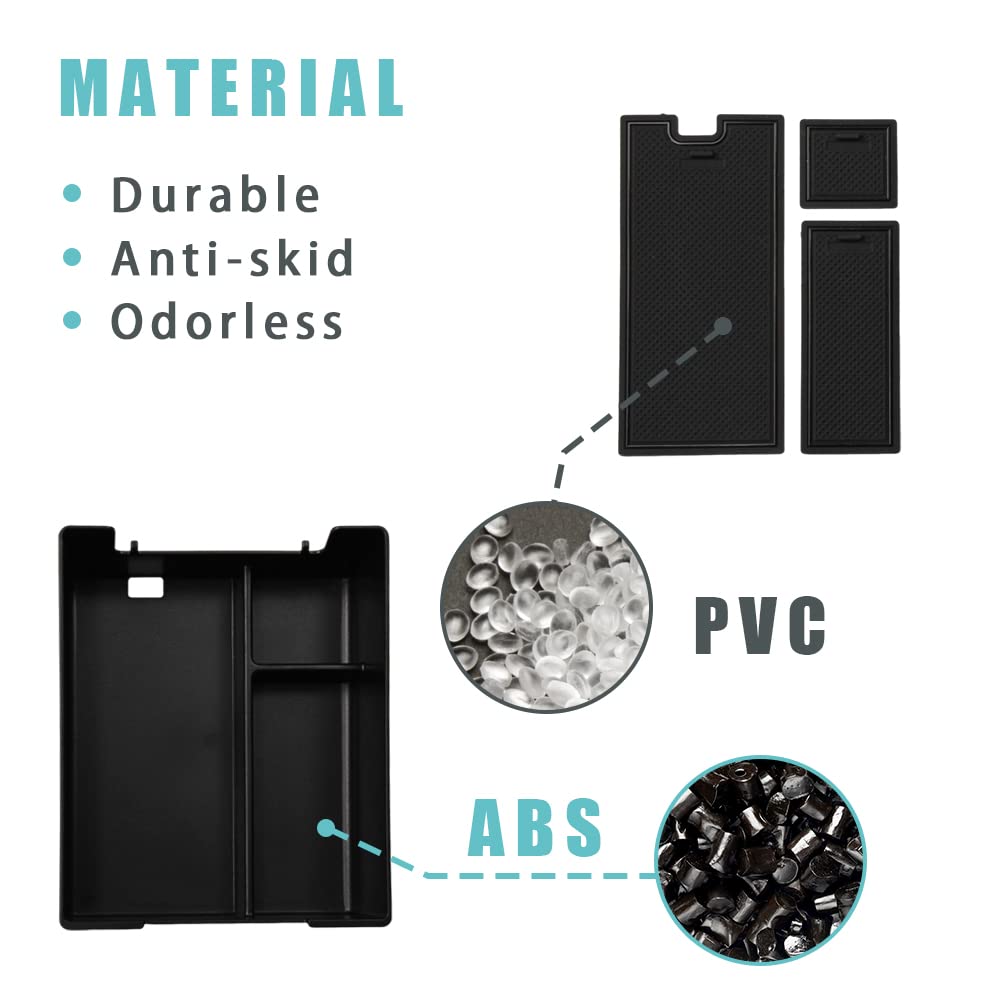 BestEvMod for Rivian R1T & R1S Accessories Center Console Organizer Tray Armrest Storage Box ABS Material with PVC Trim Compatible with Rivian R1T/R1S 2022 2023 2024 2025 2026 Accessories(V2 Yellow)