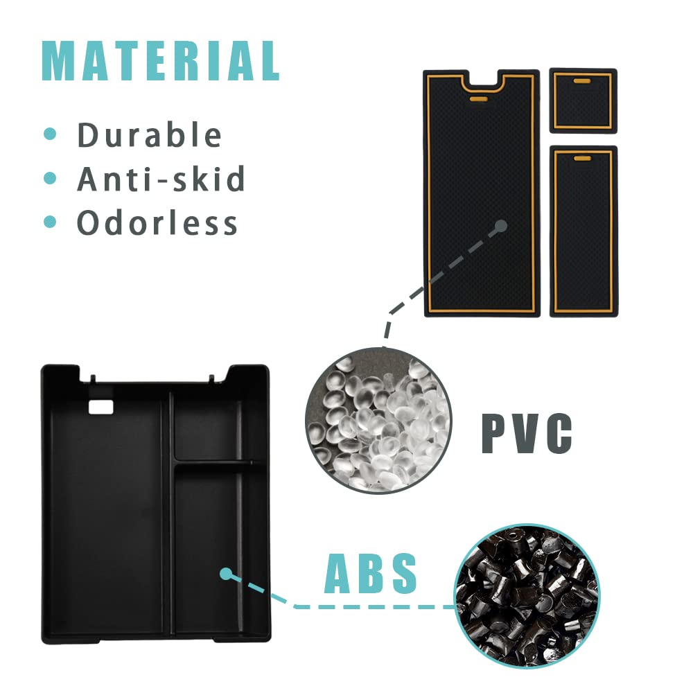 BestEvMod for Rivian R1T & R1S Accessories Center Console Organizer Tray Armrest Storage Box ABS Material with PVC Trim Compatible with Rivian R1T/R1S 2022 2023 2024 2025 2026 Accessories(V2 Yellow)