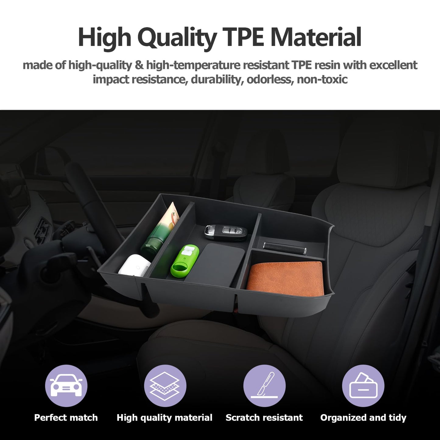 LUWU for 2022-2026 Rivian R1T/R1S Center Console Organizer Rivian Armrest Storage Armrest Organizer Insert Tray Rivian R1T/R1S Lower Console Organizer Storage Tray 2025 2026 Rivian R1T/R1S Accessories