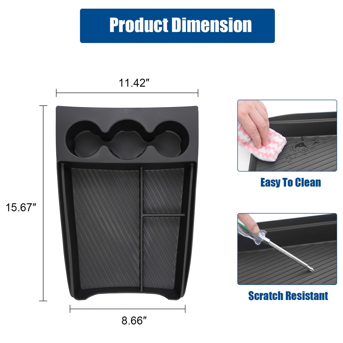 Rear Seat Armrest Cup Holder Insert Compatible with 2022-2025 Rivian R1S R1T Accessories