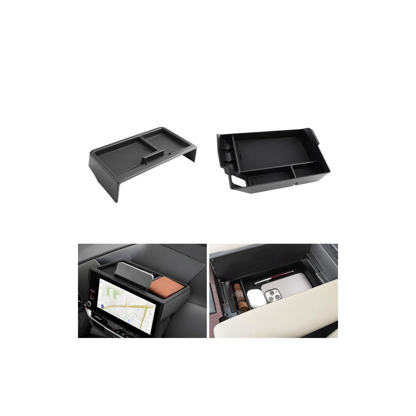 LUWU for 2022-2026 Rivian R1T/R1S Center Console Organizer Rivian Armrest Storage Armrest Organizer Insert Tray Rivian R1T/R1S Lower Console Organizer Storage Tray 2025 2026 Rivian R1T/R1S Accessories