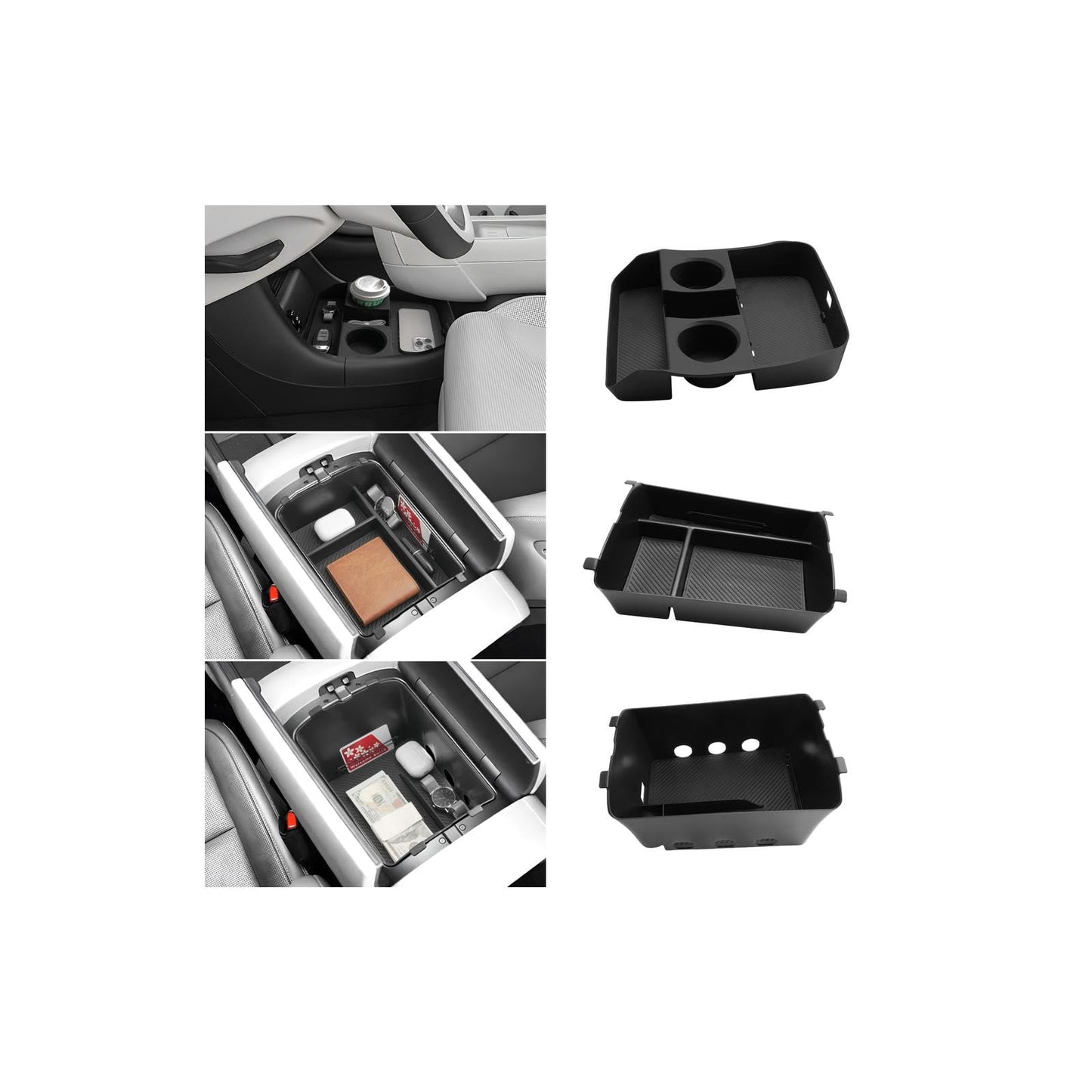 LUWU for 2022-2026 Rivian R1T/R1S Center Console Organizer Rivian Armrest Storage Armrest Organizer Insert Tray Rivian R1T/R1S Lower Console Organizer Storage Tray 2025 2026 Rivian R1T/R1S Accessories