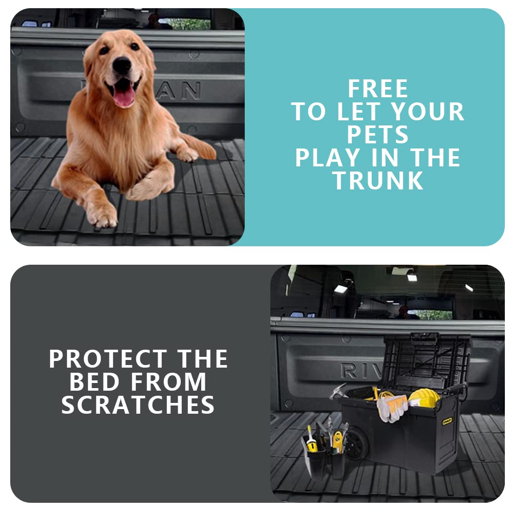 BestEvMod for Rivian R1S All Weather Trunk Mat Protection Accessories, 3D Cargo Liner TPE Material Compatible with Rivian R1S 2022-2025 2026 Interior Accessories