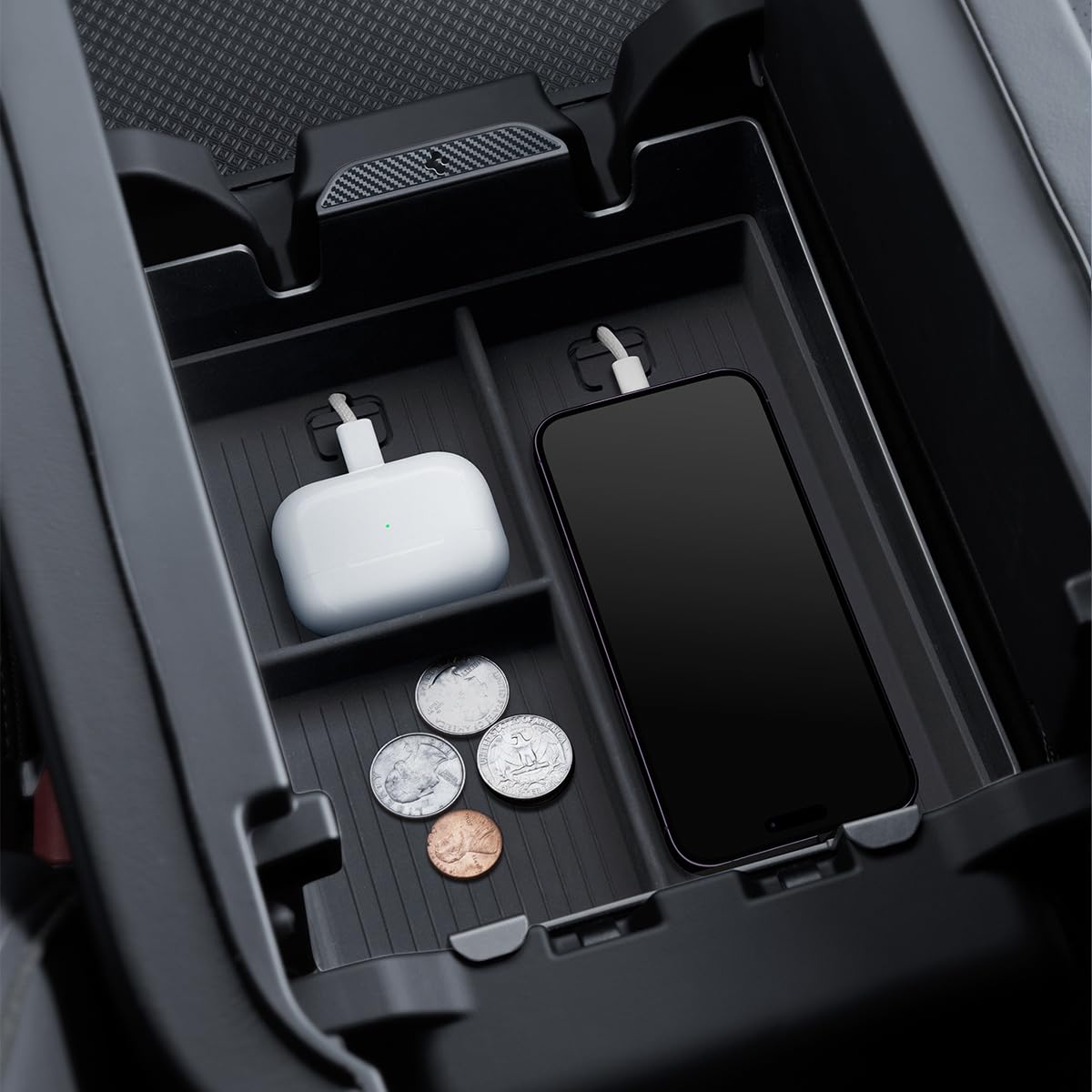 Spigen Console Organizer Tray (Carbon Edition) Designed for Rivian R1T and R1S 2025 2024 2023 2022