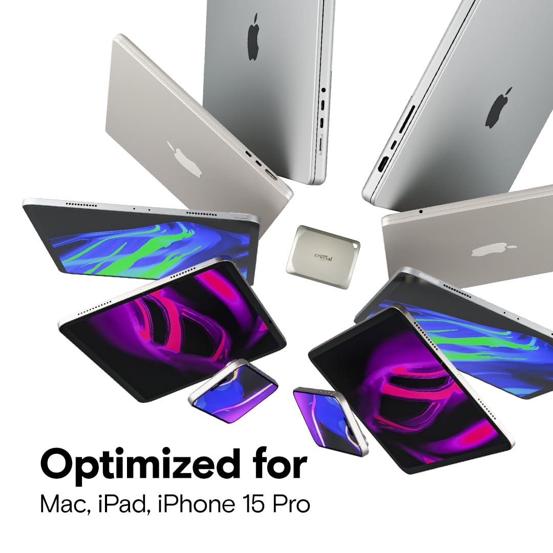 Crucial X9 Pro 1TB Portable SSD, Up to 1050MB/s Read & Write, 3.2 USB-C, External Solid State Drive, Durable Storage for PC & Mac, for Content Creators & Videogaphers, Silver - ‎CT1000X9PROSSD902