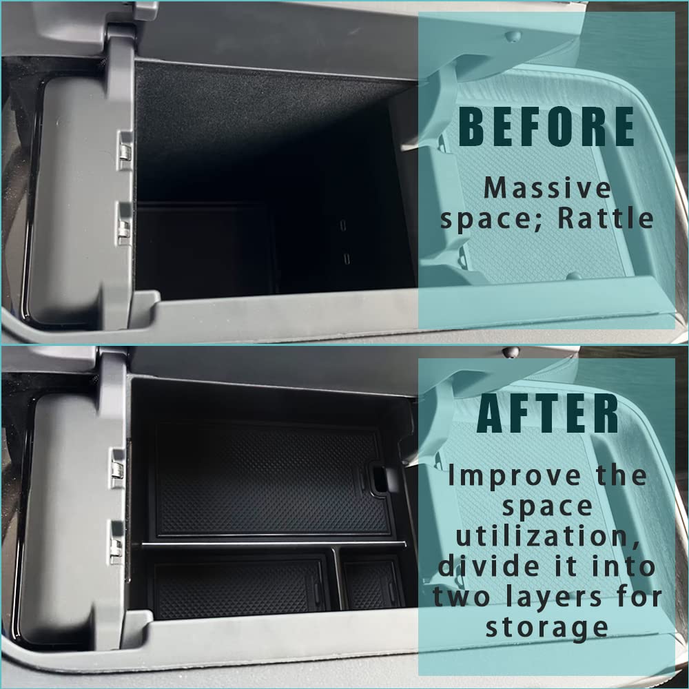 BestEvMod for Rivian R1T & R1S Accessories Center Console Organizer Tray Armrest Storage Box ABS Material with PVC Trim Compatible with Rivian R1T/R1S 2022 2023 2024 2025 2026 Accessories(V2 Yellow)