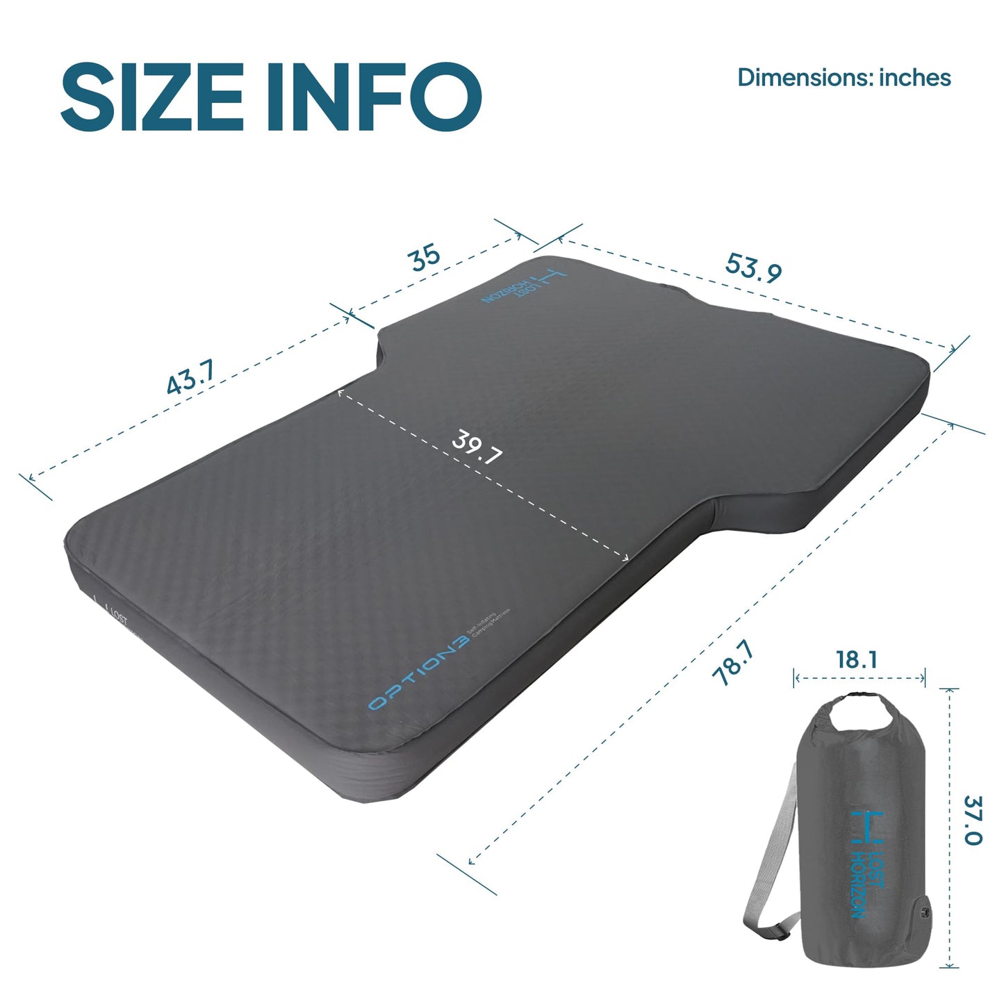 LOSTHORIZON Camping Air Mattress with Foam for Rivian R1S, Self Inflating Sleeping Pad with Air Pump, 4.5" Thick, R-Value 13