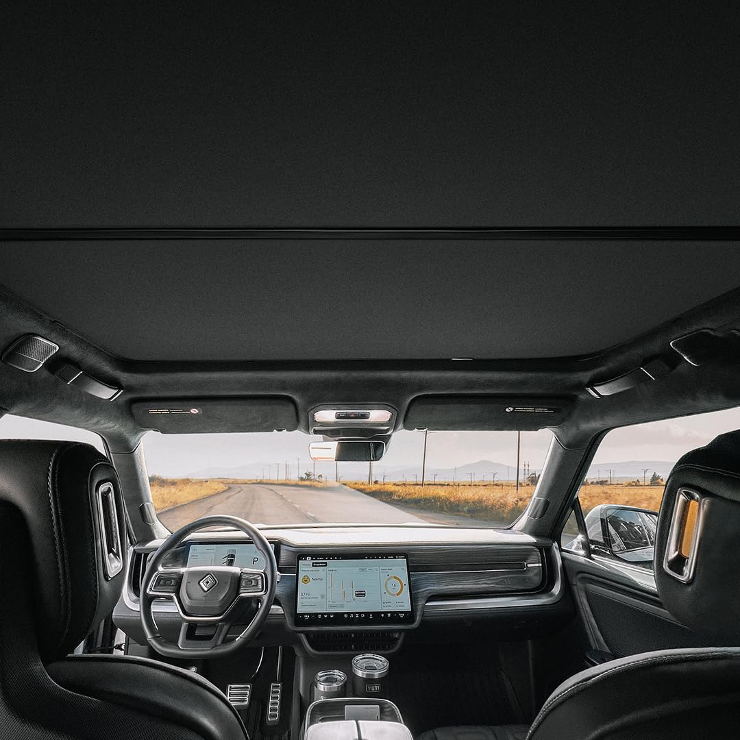 VION R1T Roof Sunshade - Precision Fit, No Sagging, Two Pieces Design, Full Blackout (for Rivian R1T)