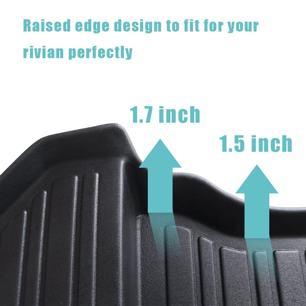 BestEvMod Compatible with Rivian R1S All Weather Cargo Liners Frunk Mat&Floor Liners&Trunk Mat Set Anti-Slip 3D Pattern TPE Waterproof Non-Slip 2022-2024 Accessories (R1S-Frunk+Floor+Trunk)