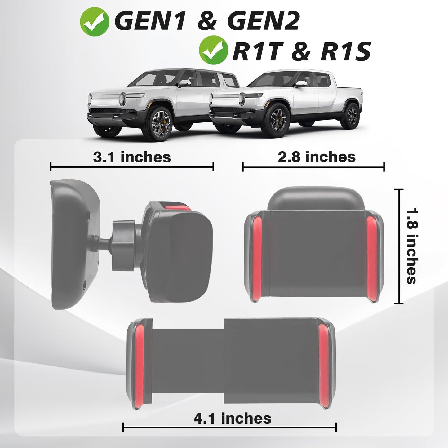 BestEvMod Seat Back Second Row Anchor 1/4 Screw Mount Phone Holder Tablet Mag Safe Compatible with 2022-2025 2026 Rivian R1T&R1S Backseat fits All Phones&Android 360° Adjustable (Phone Holder)