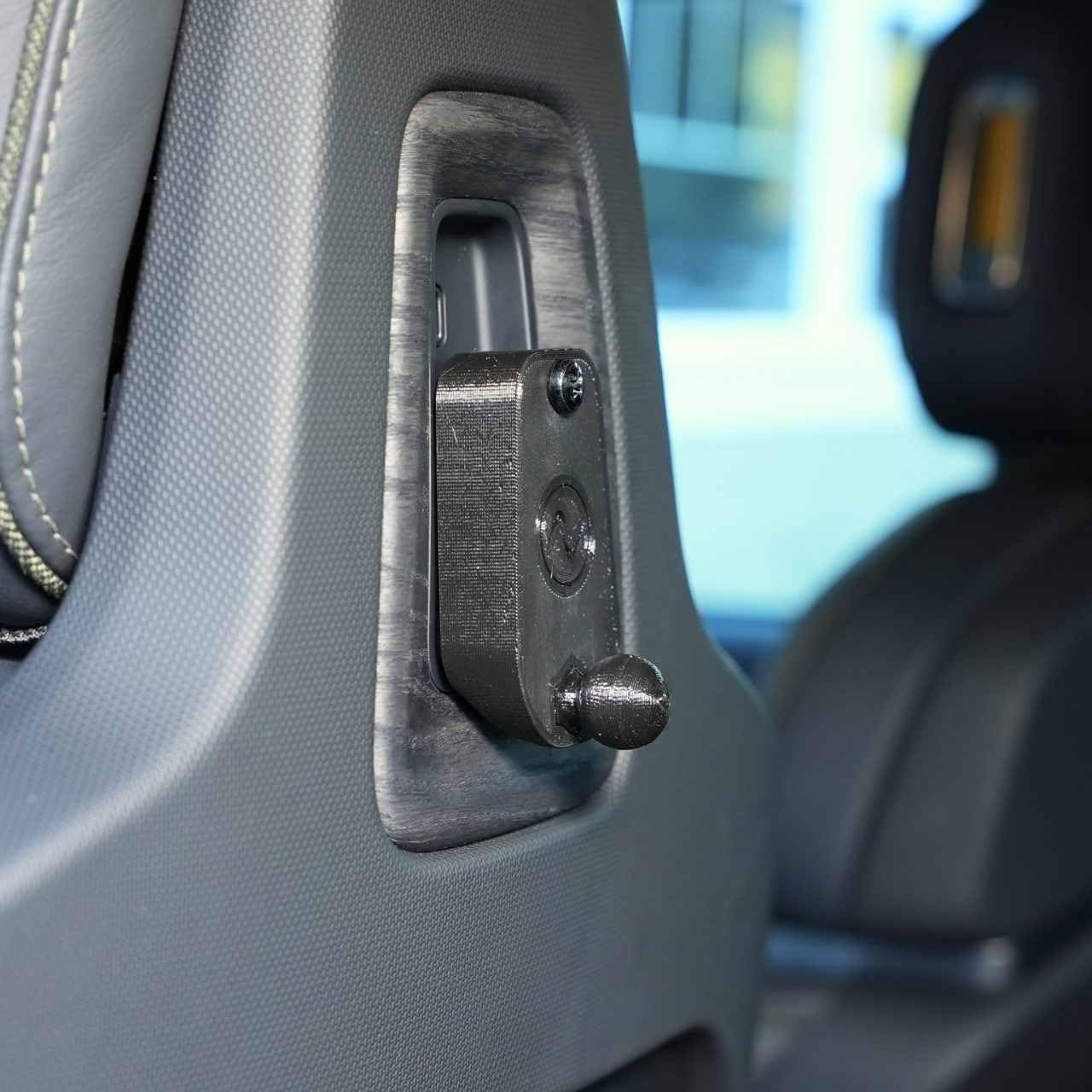 Ball Mount Seat Back Anchor for Rivian R1T & R1S | Fits Behind The Driver or Front Passenger Seat, Made in USA with 17mm Ball Mount and Tablet Clamp