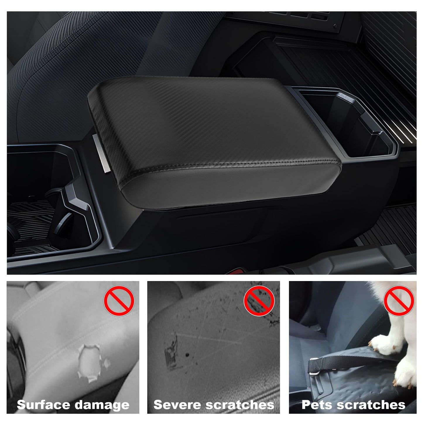 YEE PIN R1T Armrest Cover for Rivian R1T R1S Center Console Armrest Cover, for Rivian Center Cover with Side Pockets, for Rivian Armrest Cover for Rivian Arm Protector R1T R1S Accessories 2022-2025