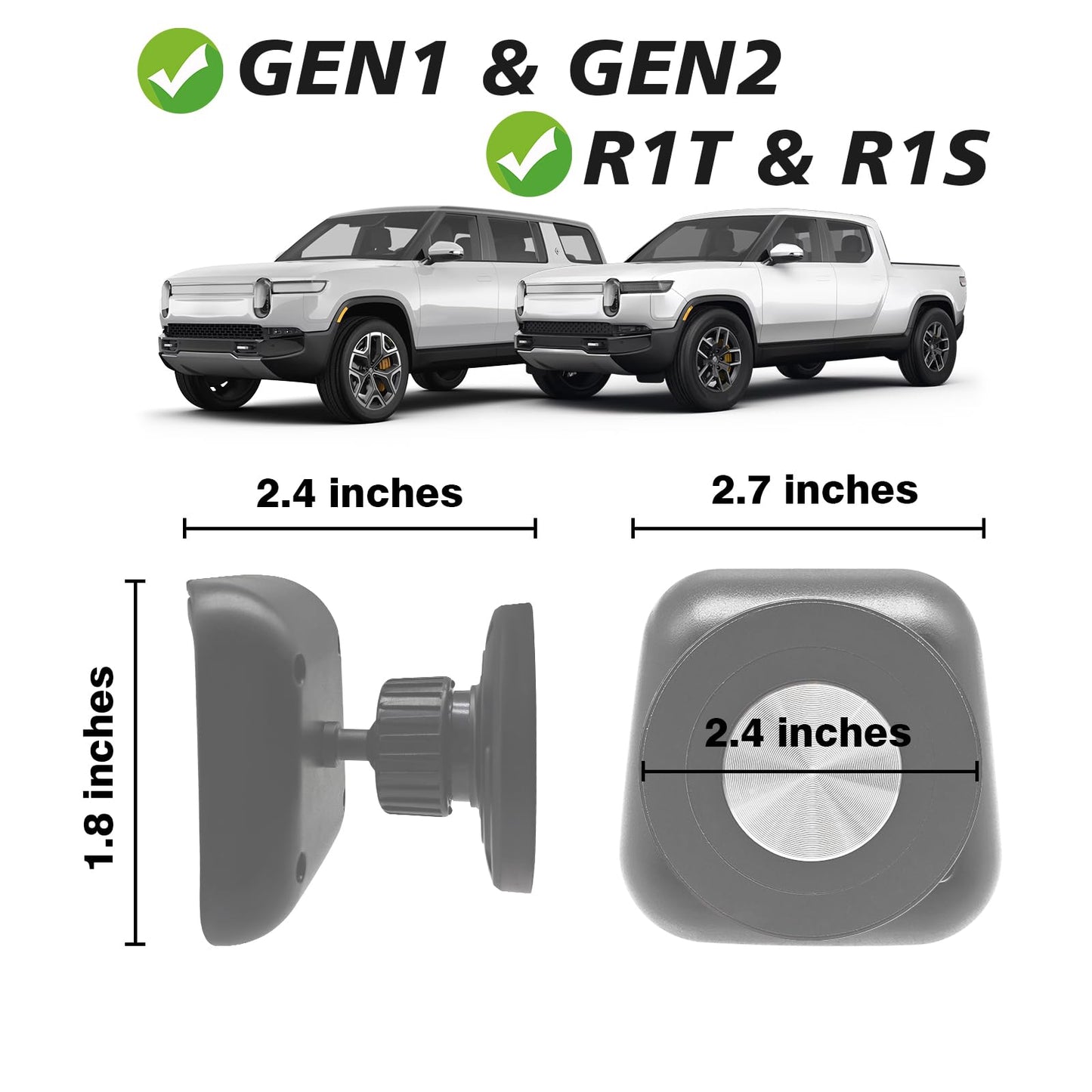 BestEvMod Seat Back Second Row Anchor 1/4 Screw Mount Phone Holder Tablet Mag Safe Compatible with 2022-2025 2026 Rivian R1T&R1S Backseat fits All Phones&Android 360° Adjustable (Phone Holder)