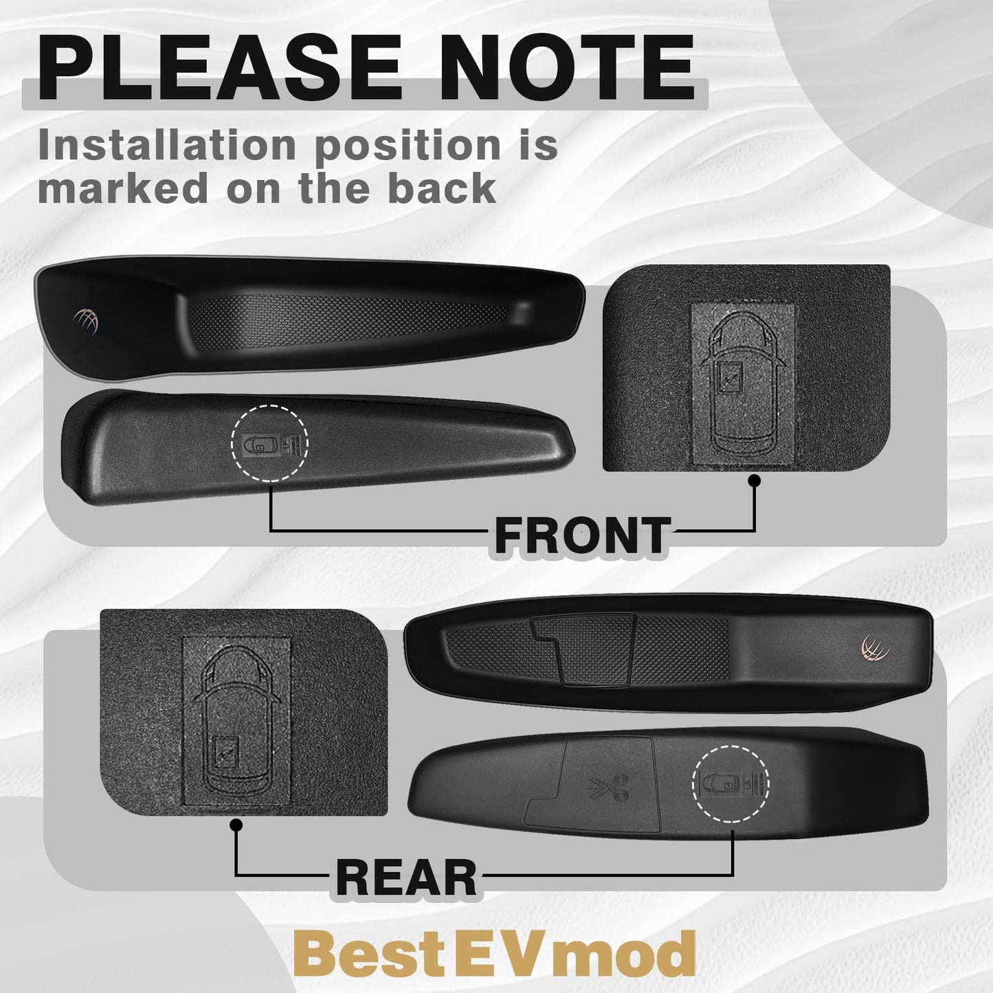 BestEvMod 4PCS Front & Rear Door Side Storage Organizer fit for Rivian R1T/R1S 2025 2026 Gen2 Interior Accessories Inner Door Handle Storage Box Insert Tray ABS Material Anti-Scratch