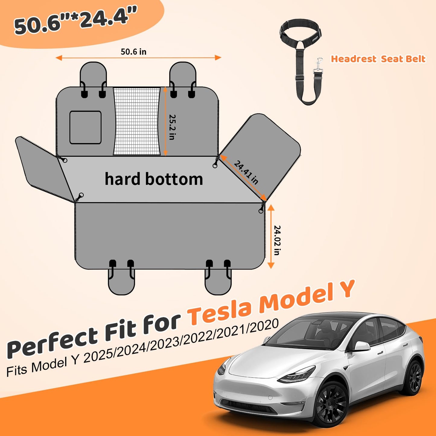 URPOWER Dog Car Seat Cover for Pets 100% Waterproof Seat Cover Hammock 600D Heavy Duty Scratch Proof Nonslip Durable Soft Back Seat Covers for Cars Trucks and SUVs