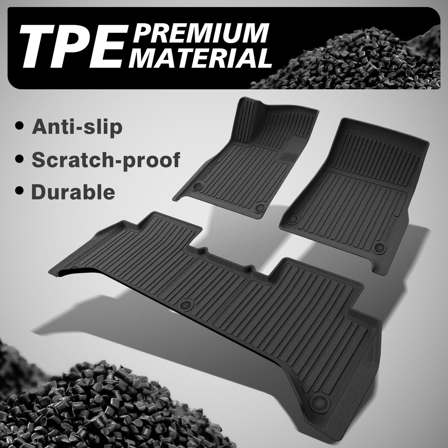 BestEvMod for Rivian R1S All Weather Trunk Mat Protection Accessories, 3D Cargo Liner TPE Material Compatible with Rivian R1S 2022-2025 2026 Interior Accessories