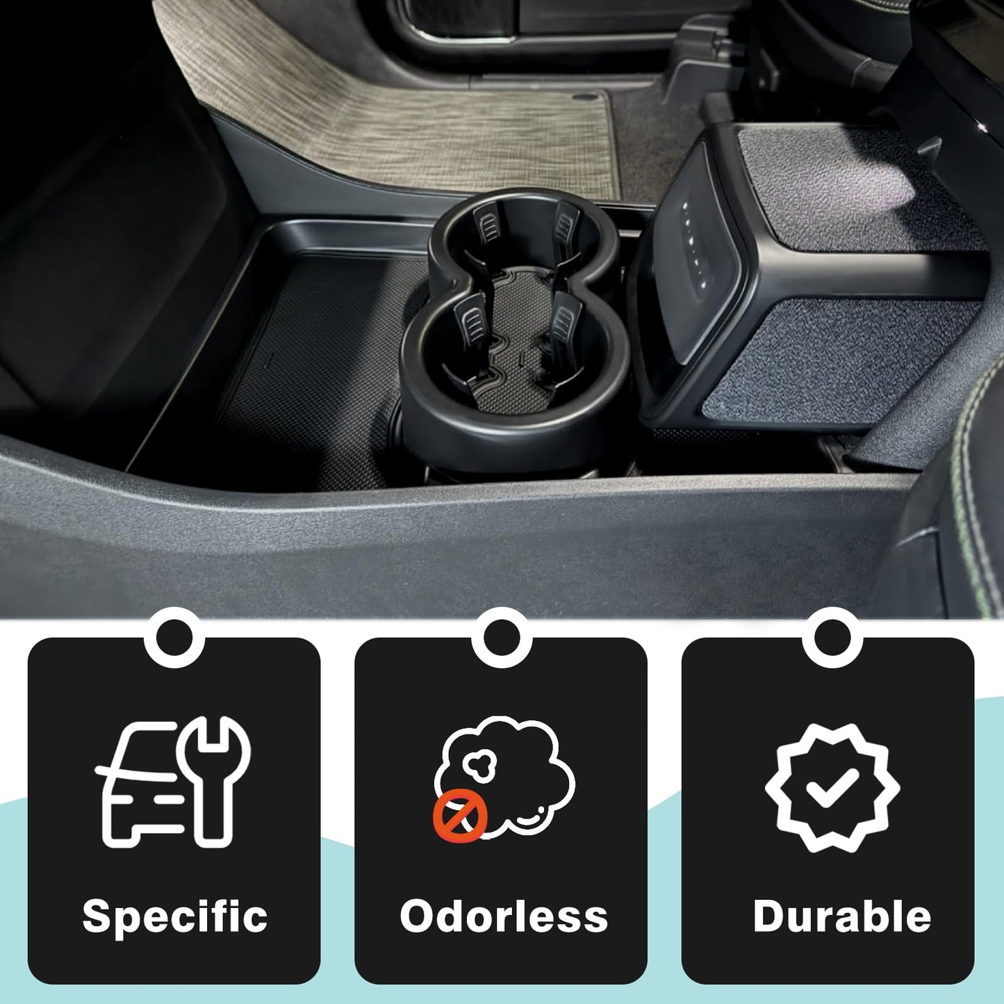 BestEvMod Gen 2 Lower Center Console Organizer Tray Compatible with Rivian R1T R1S 2026 2025 Gen 2 Fit 32oz Bottle Interior Accessories ABS Material with PVC Trim Floor Console Storage (Yellow)