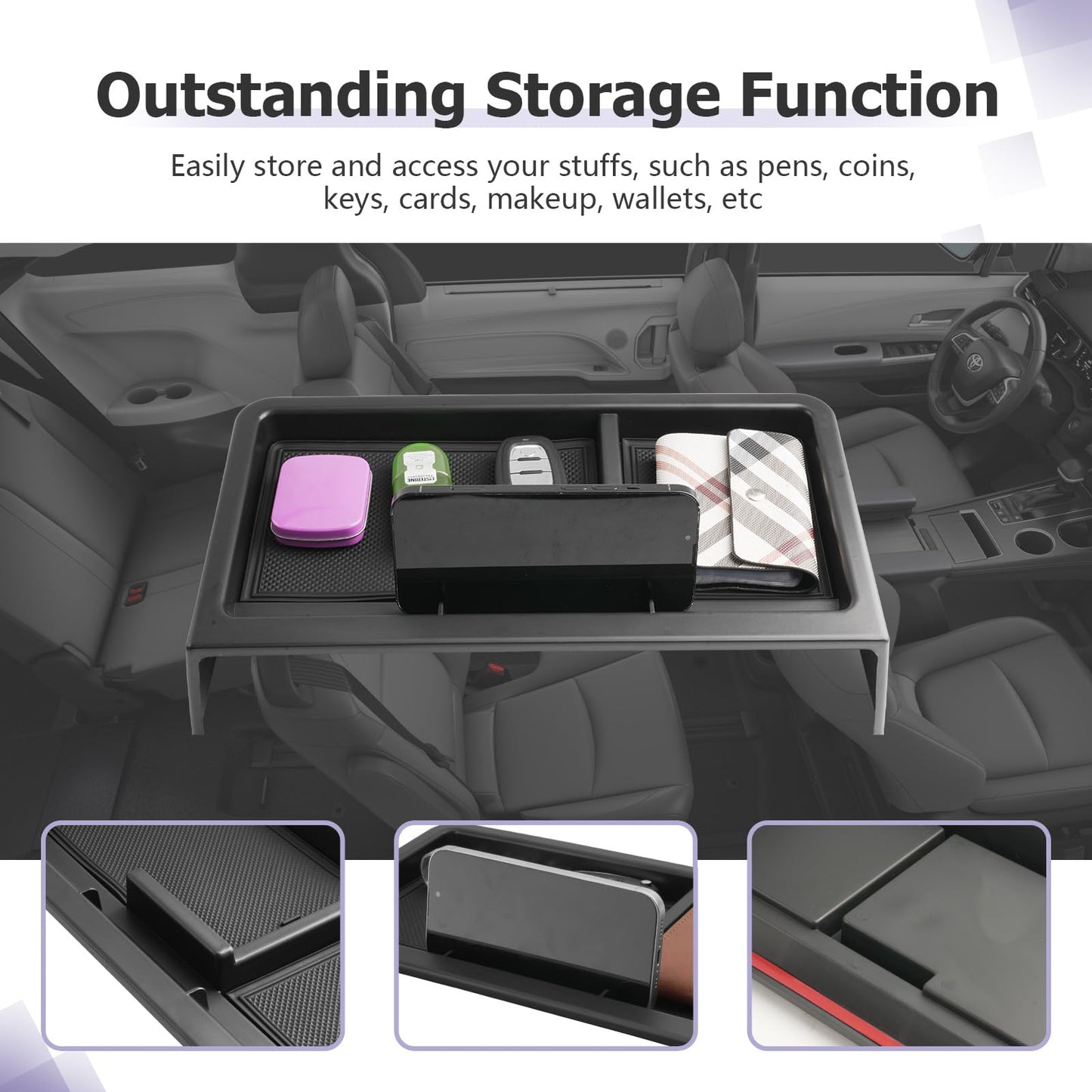 LUWU for 2022-2026 Rivian R1T/R1S Center Console Organizer Rivian Armrest Storage Armrest Organizer Insert Tray Rivian R1T/R1S Lower Console Organizer Storage Tray 2025 2026 Rivian R1T/R1S Accessories