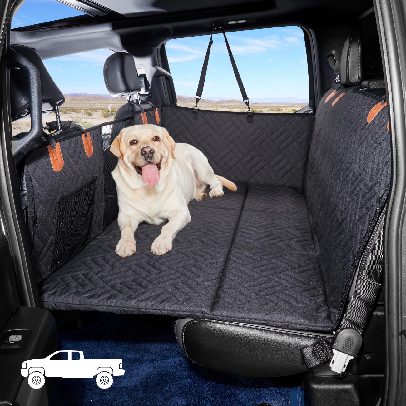 YJGF Back Seat Extender,Dog Seat Cover for Back Seat,Hard Bottom Car Seat Cover for Dogs,Dog Hammock for Car,Back Seat Pet Cover for Dogs(Black)