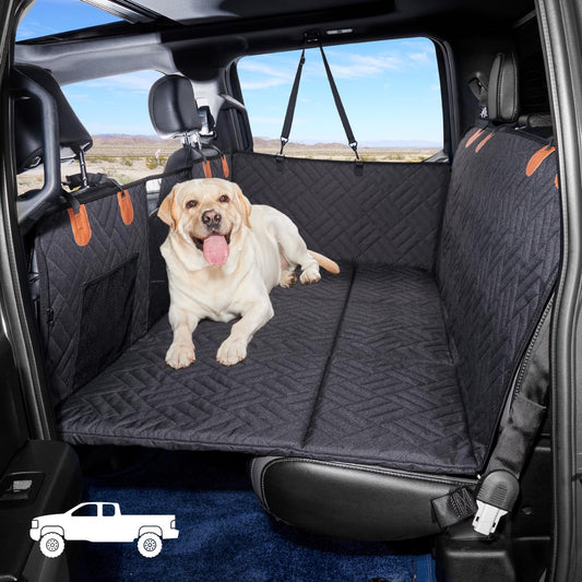 YJGF Back Seat Extender,Dog Seat Cover for Back Seat,Hard Bottom Car Seat Cover for Dogs,Dog Hammock for Car,Back Seat Pet Cover for Dogs(Black)
