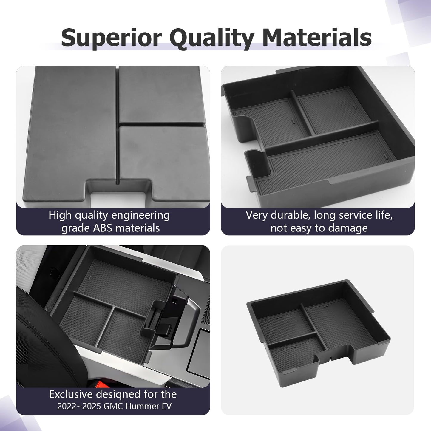 LUWU for 2022-2026 Rivian R1T/R1S Center Console Organizer Rivian Armrest Storage Armrest Organizer Insert Tray Rivian R1T/R1S Lower Console Organizer Storage Tray 2025 2026 Rivian R1T/R1S Accessories