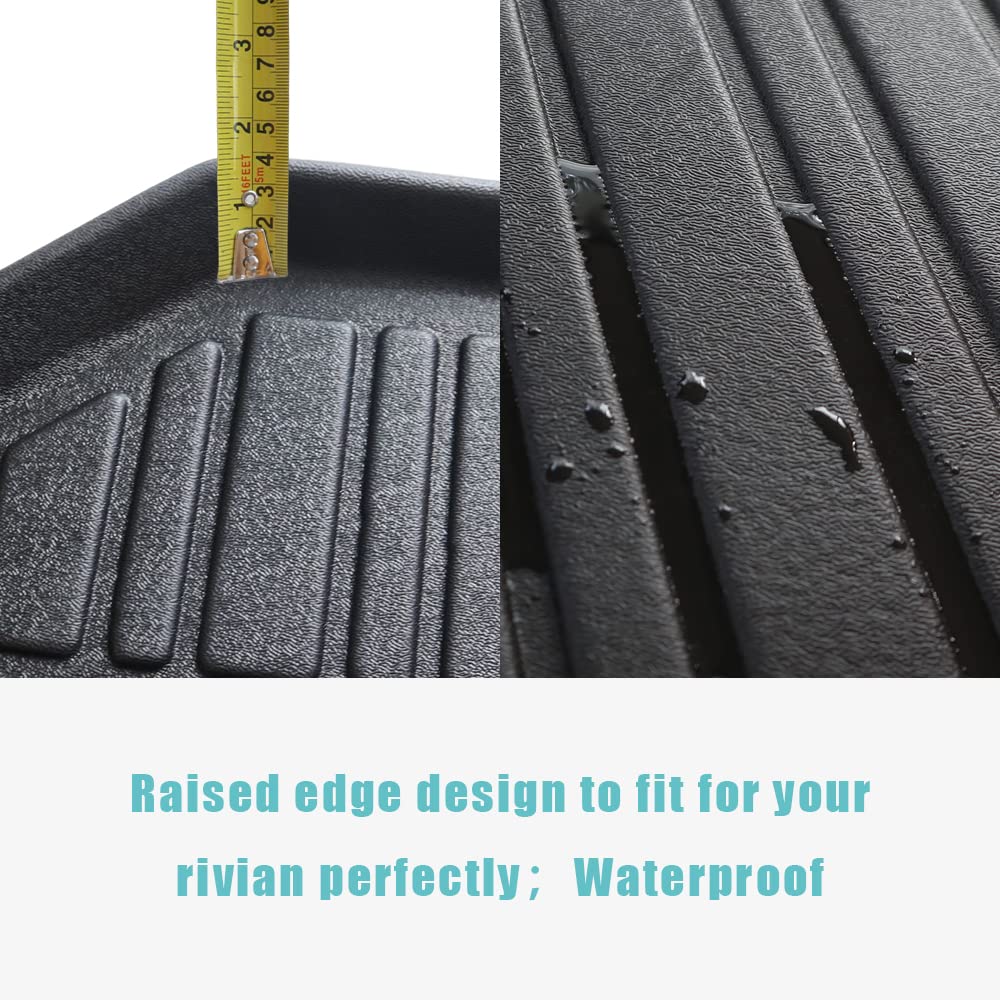 BestEvMod Compatible with Rivian R1S All Weather Cargo Liners Frunk Mat&Floor Liners&Trunk Mat Set Anti-Slip 3D Pattern TPE Waterproof Non-Slip 2022-2024 Accessories (R1S-Frunk+Floor+Trunk)