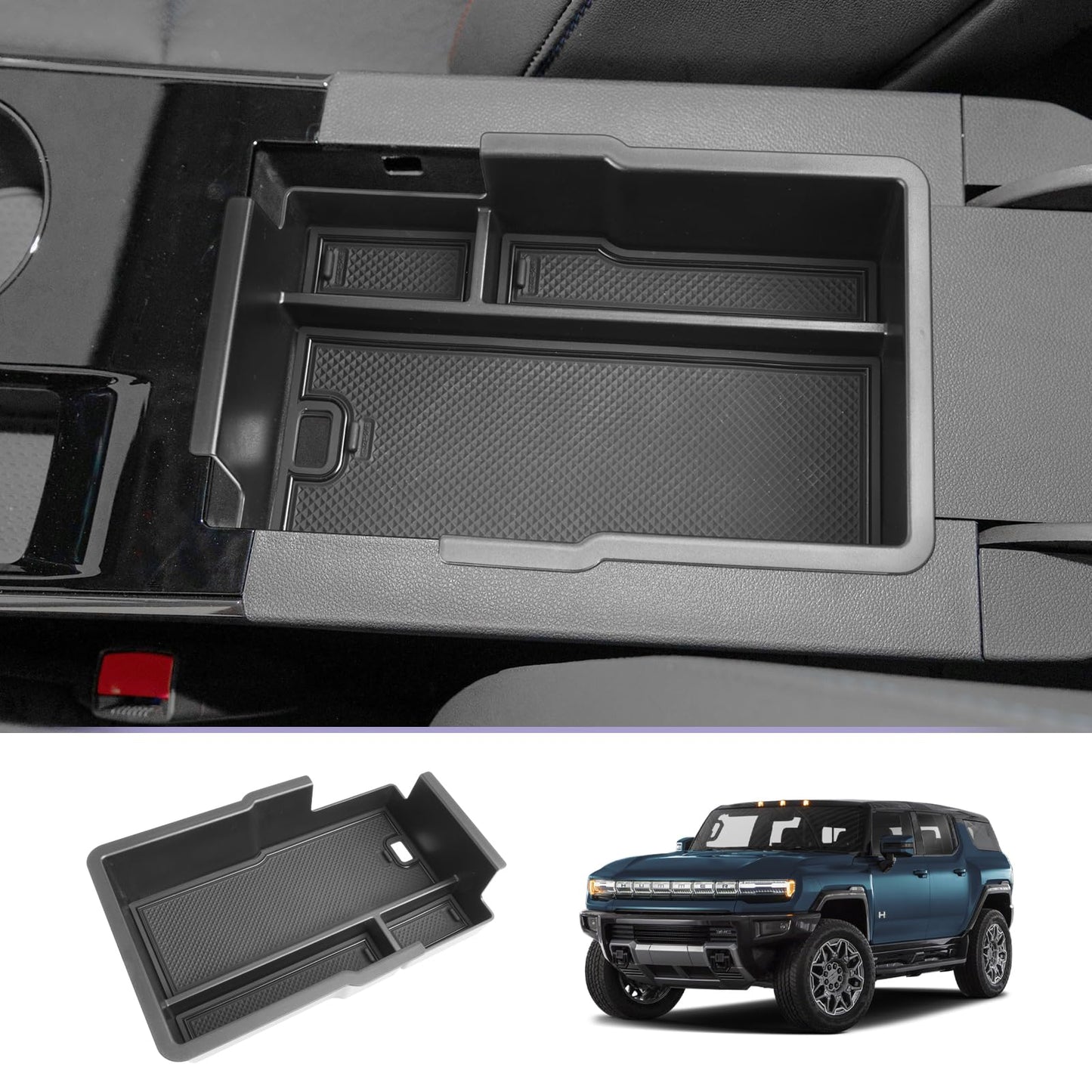 LUWU for 2022-2026 Rivian R1T/R1S Center Console Organizer Rivian Armrest Storage Armrest Organizer Insert Tray Rivian R1T/R1S Lower Console Organizer Storage Tray 2025 2026 Rivian R1T/R1S Accessories