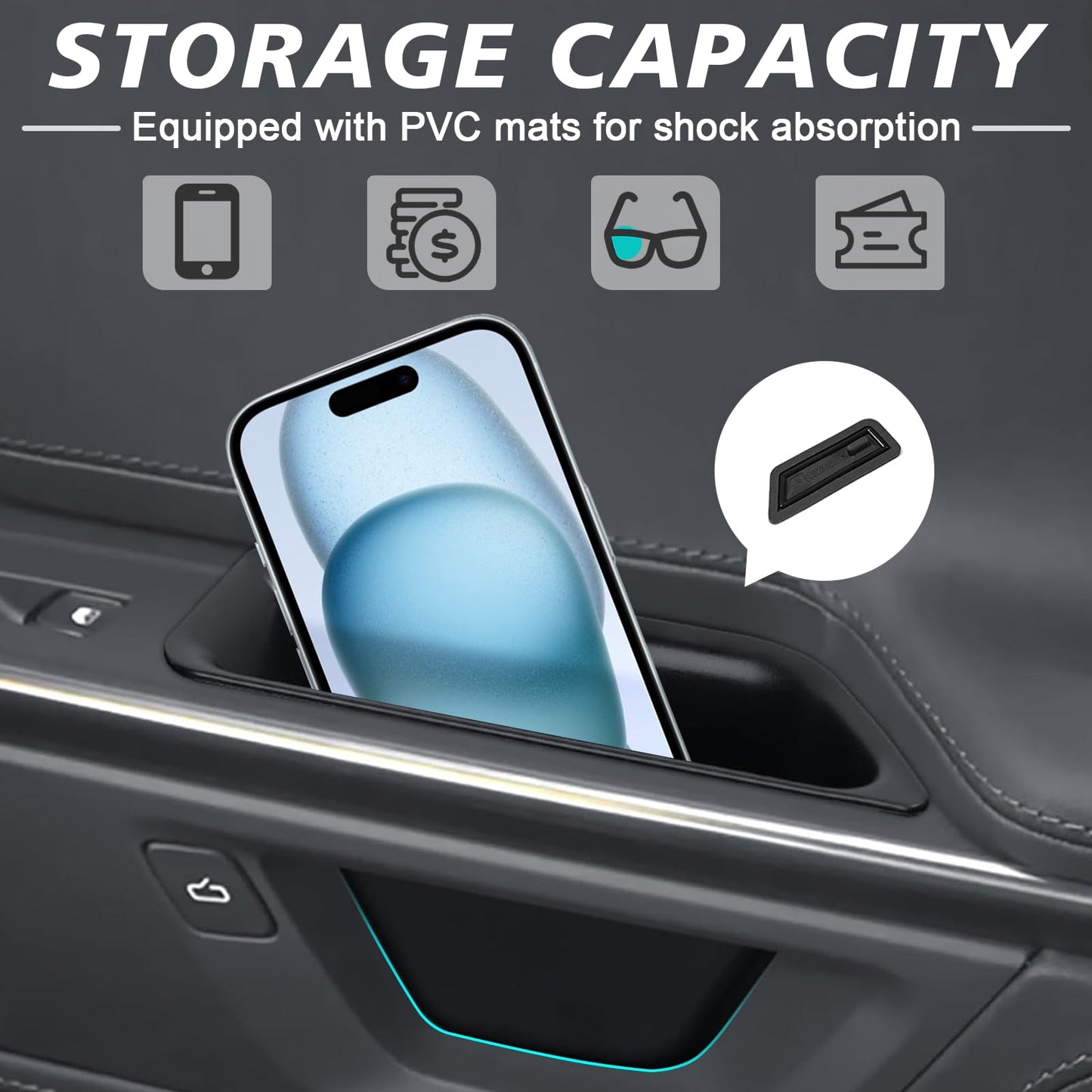 BestEvMod 4PCS Front & Rear Door Side Storage Organizer fit for Rivian R1T/R1S 2025 2026 Gen2 Interior Accessories Inner Door Handle Storage Box Insert Tray ABS Material Anti-Scratch