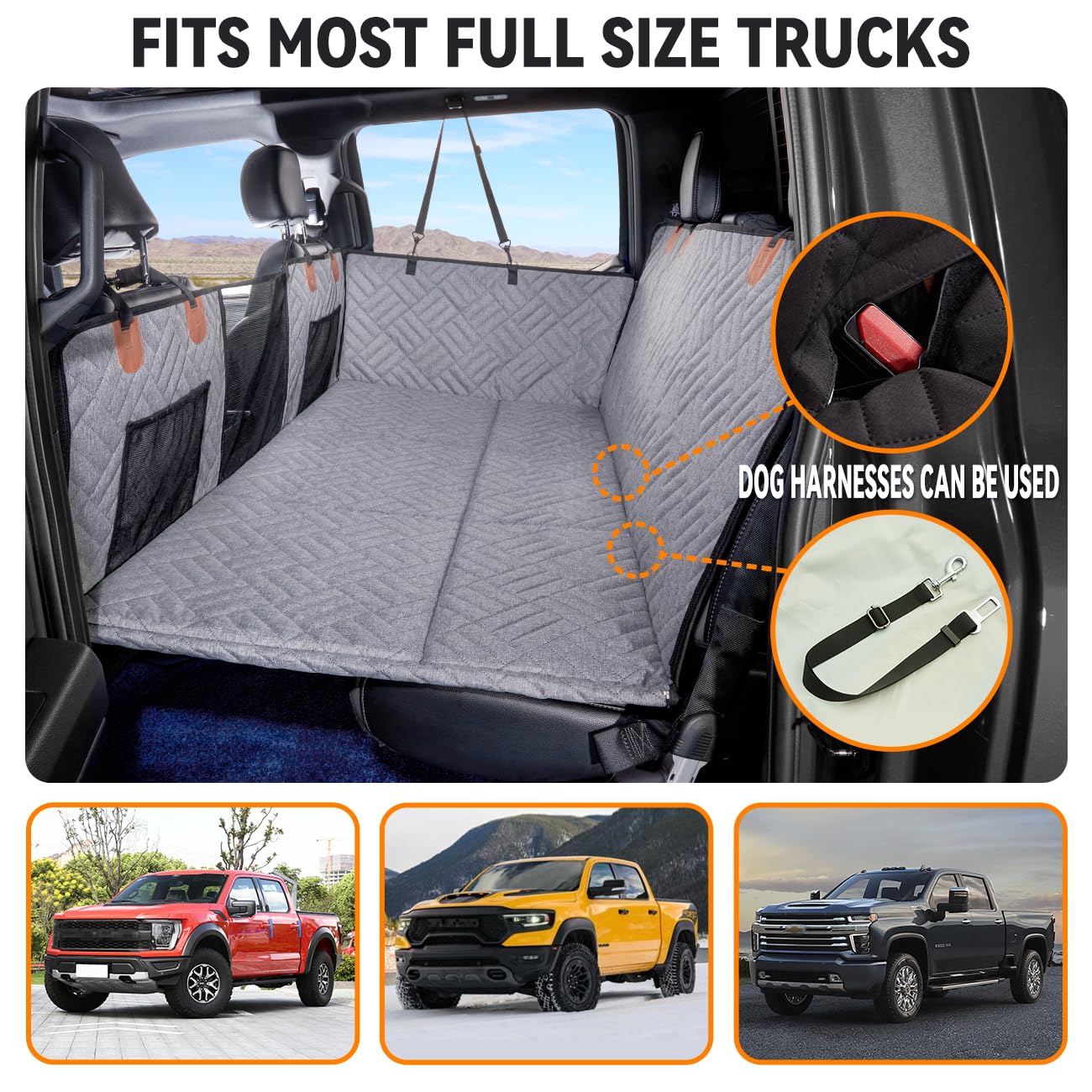 YJGF Back Seat Extender,Dog Seat Cover for Back Seat,Hard Bottom Car Seat Cover for Dogs,Dog Hammock for Car,Back Seat Pet Cover for Dogs(Black)