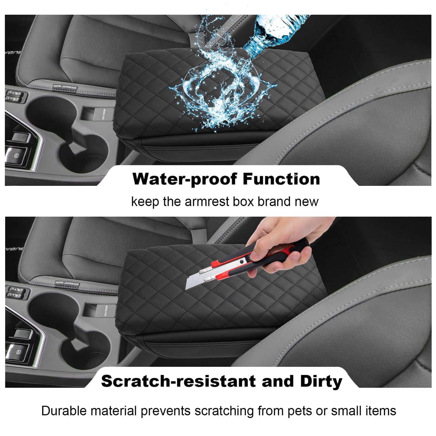 YEE PIN R1T Armrest Cover for Rivian R1T R1S Center Console Armrest Cover, for Rivian Center Cover with Side Pockets, for Rivian Armrest Cover for Rivian Arm Protector R1T R1S Accessories 2022-2025