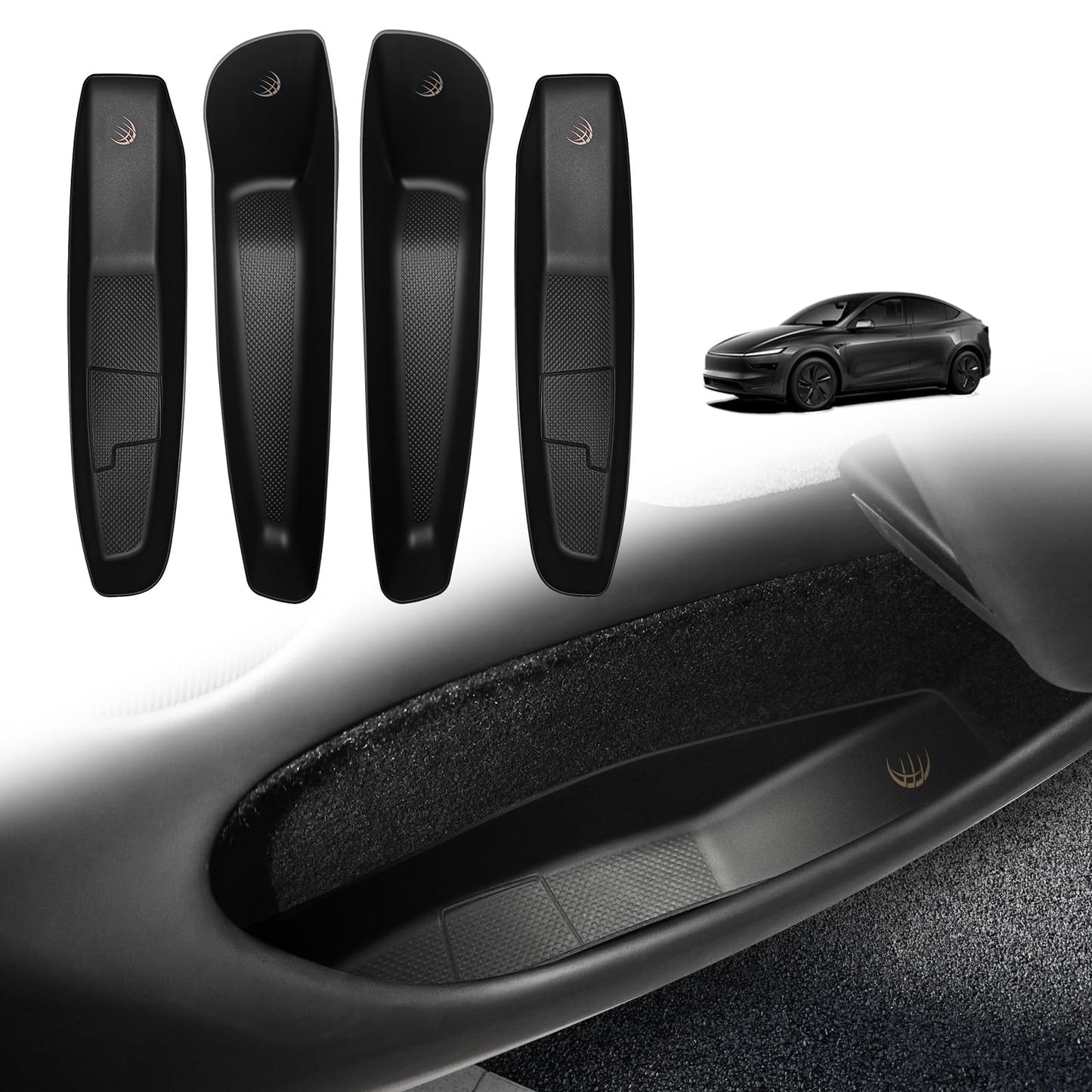 BestEvMod 4PCS Front & Rear Door Side Storage Organizer fit for Rivian R1T/R1S 2025 2026 Gen2 Interior Accessories Inner Door Handle Storage Box Insert Tray ABS Material Anti-Scratch