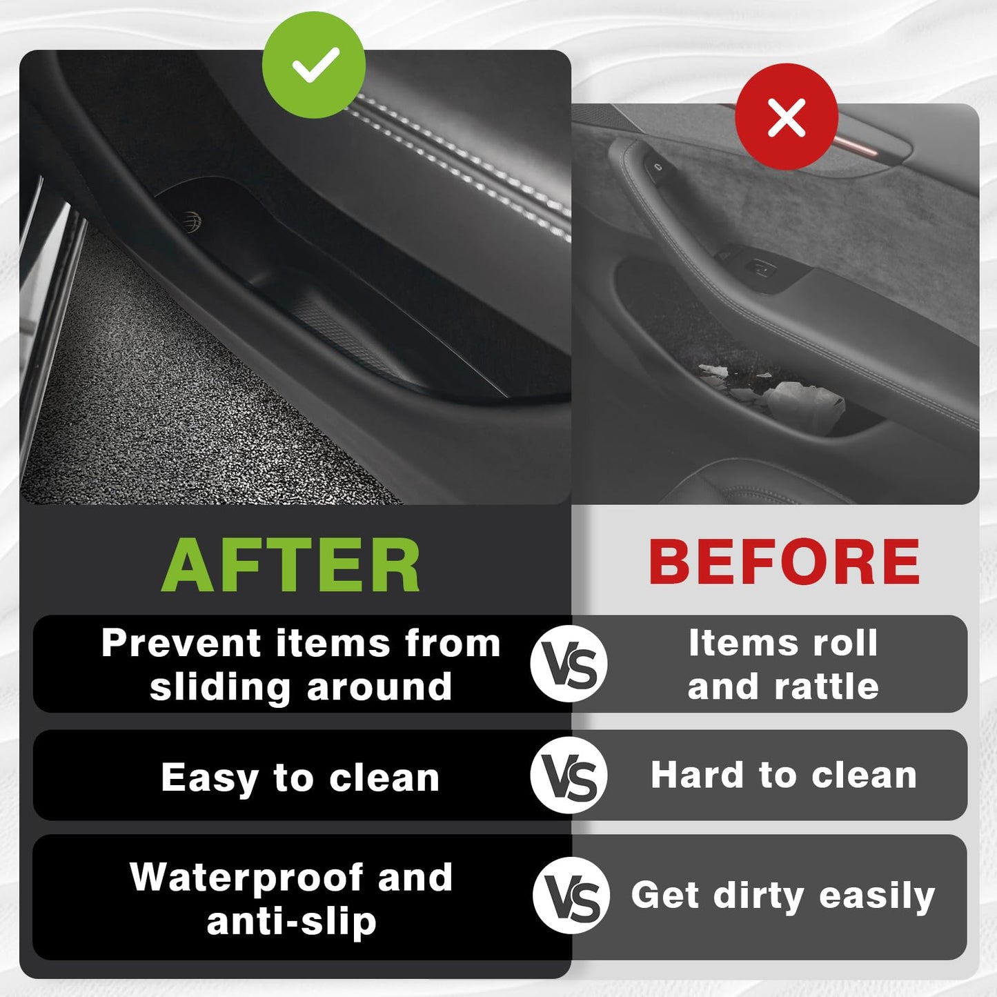 BestEvMod 4PCS Front & Rear Door Side Storage Organizer fit for Rivian R1T/R1S 2025 2026 Gen2 Interior Accessories Inner Door Handle Storage Box Insert Tray ABS Material Anti-Scratch