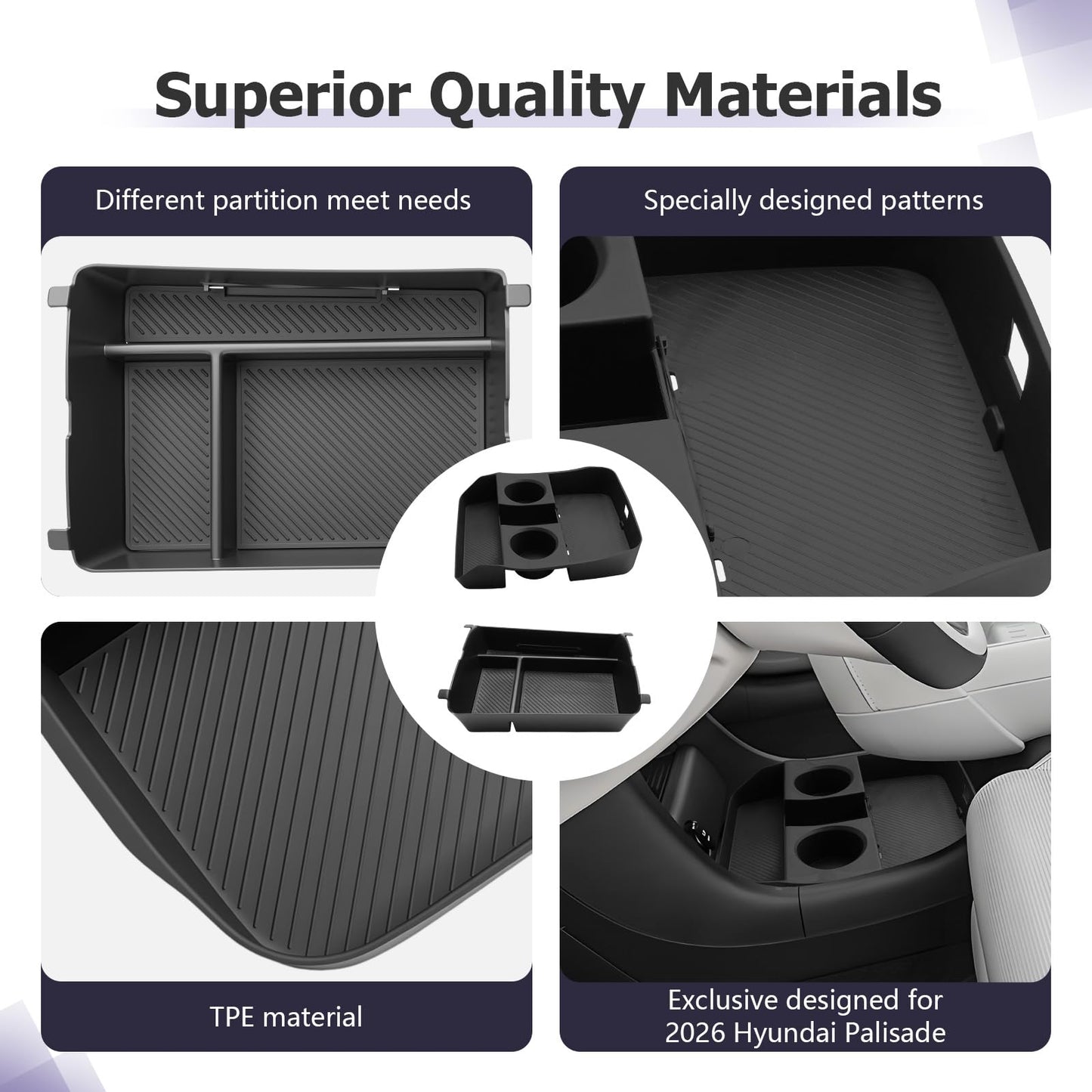 LUWU for 2022-2026 Rivian R1T/R1S Center Console Organizer Rivian Armrest Storage Armrest Organizer Insert Tray Rivian R1T/R1S Lower Console Organizer Storage Tray 2025 2026 Rivian R1T/R1S Accessories