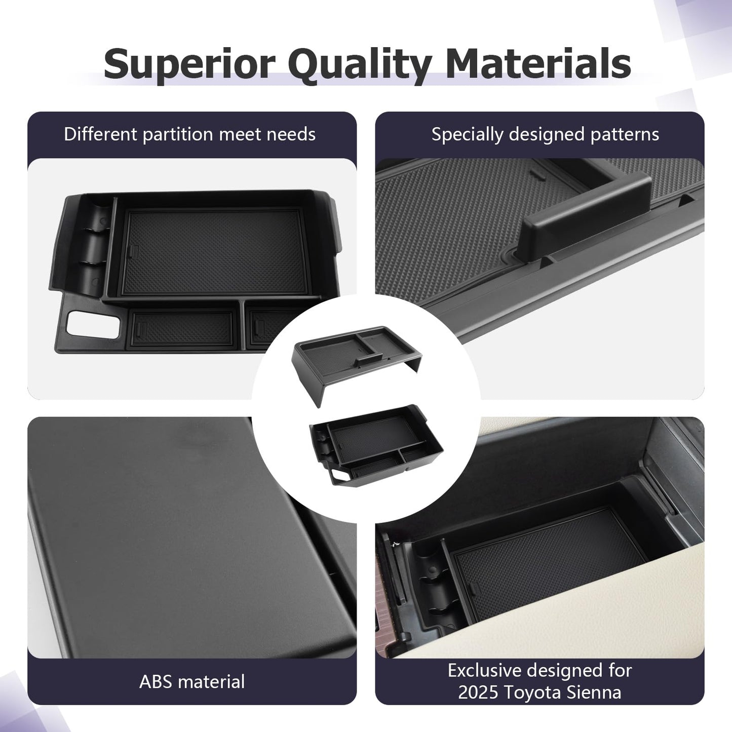 LUWU for 2022-2026 Rivian R1T/R1S Center Console Organizer Rivian Armrest Storage Armrest Organizer Insert Tray Rivian R1T/R1S Lower Console Organizer Storage Tray 2025 2026 Rivian R1T/R1S Accessories