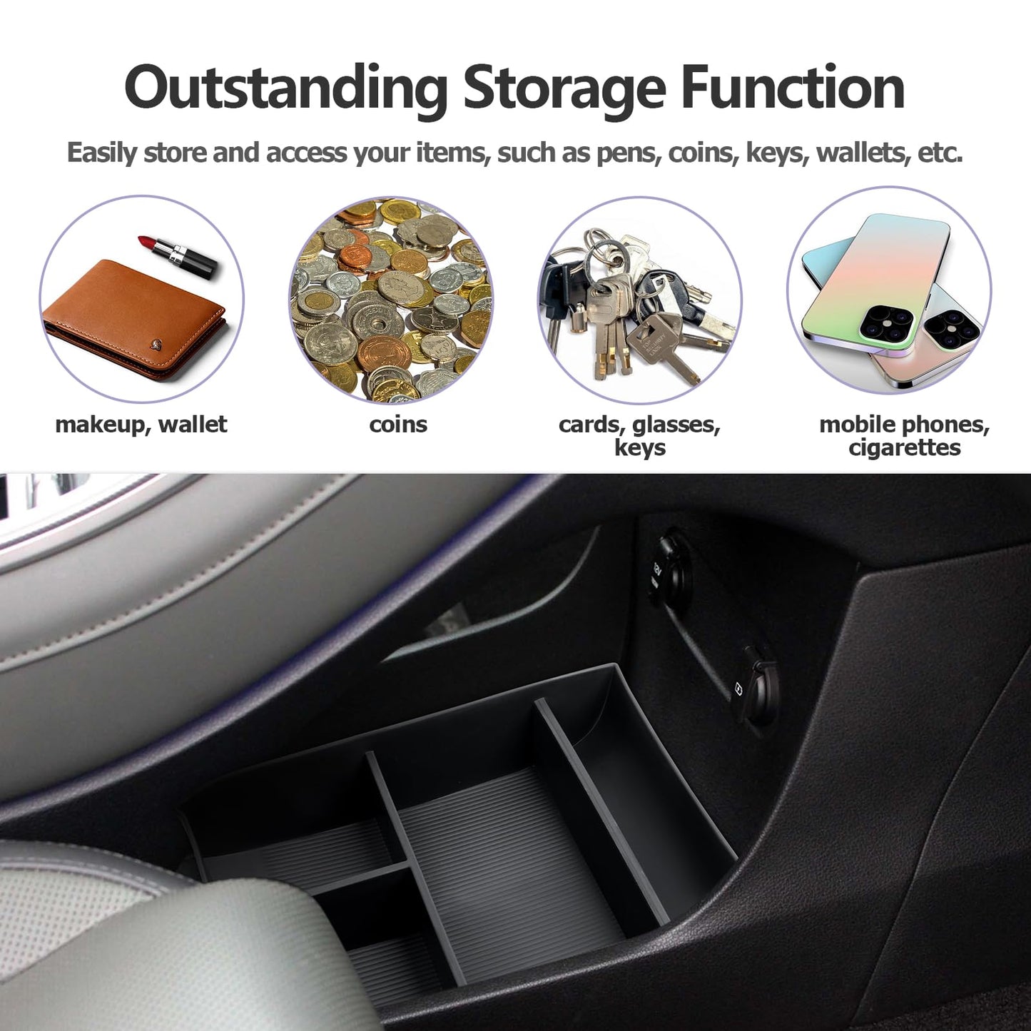 LUWU for 2022-2026 Rivian R1T/R1S Center Console Organizer Rivian Armrest Storage Armrest Organizer Insert Tray Rivian R1T/R1S Lower Console Organizer Storage Tray 2025 2026 Rivian R1T/R1S Accessories