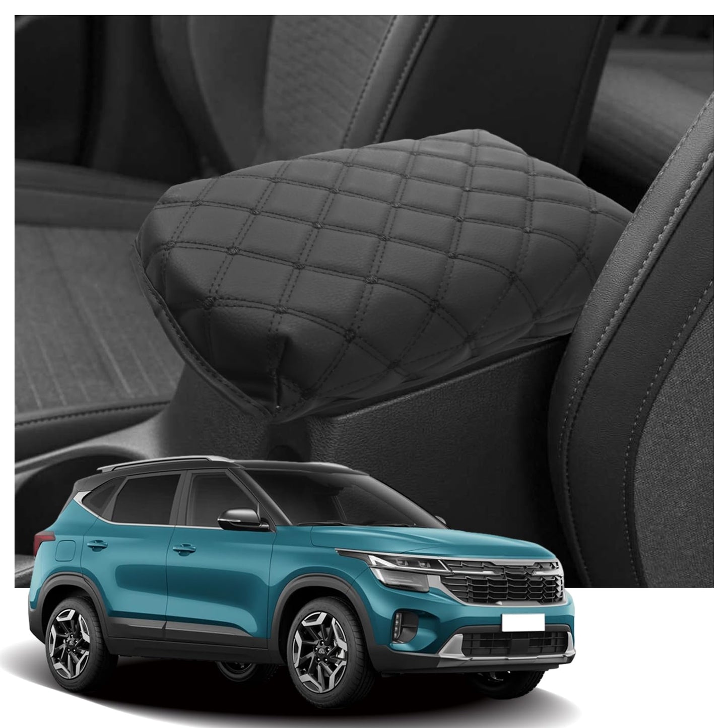 YEE PIN R1T Armrest Cover for Rivian R1T R1S Center Console Armrest Cover, for Rivian Center Cover with Side Pockets, for Rivian Armrest Cover for Rivian Arm Protector R1T R1S Accessories 2022-2025