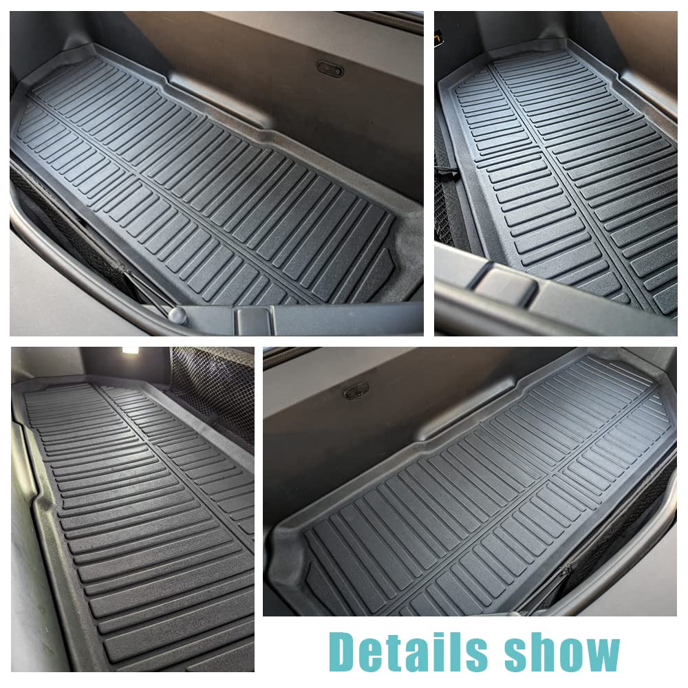 BestEvMod Compatible with Rivian R1S All Weather Cargo Liners Frunk Mat&Floor Liners&Trunk Mat Set Anti-Slip 3D Pattern TPE Waterproof Non-Slip 2022-2024 Accessories (R1S-Frunk+Floor+Trunk)