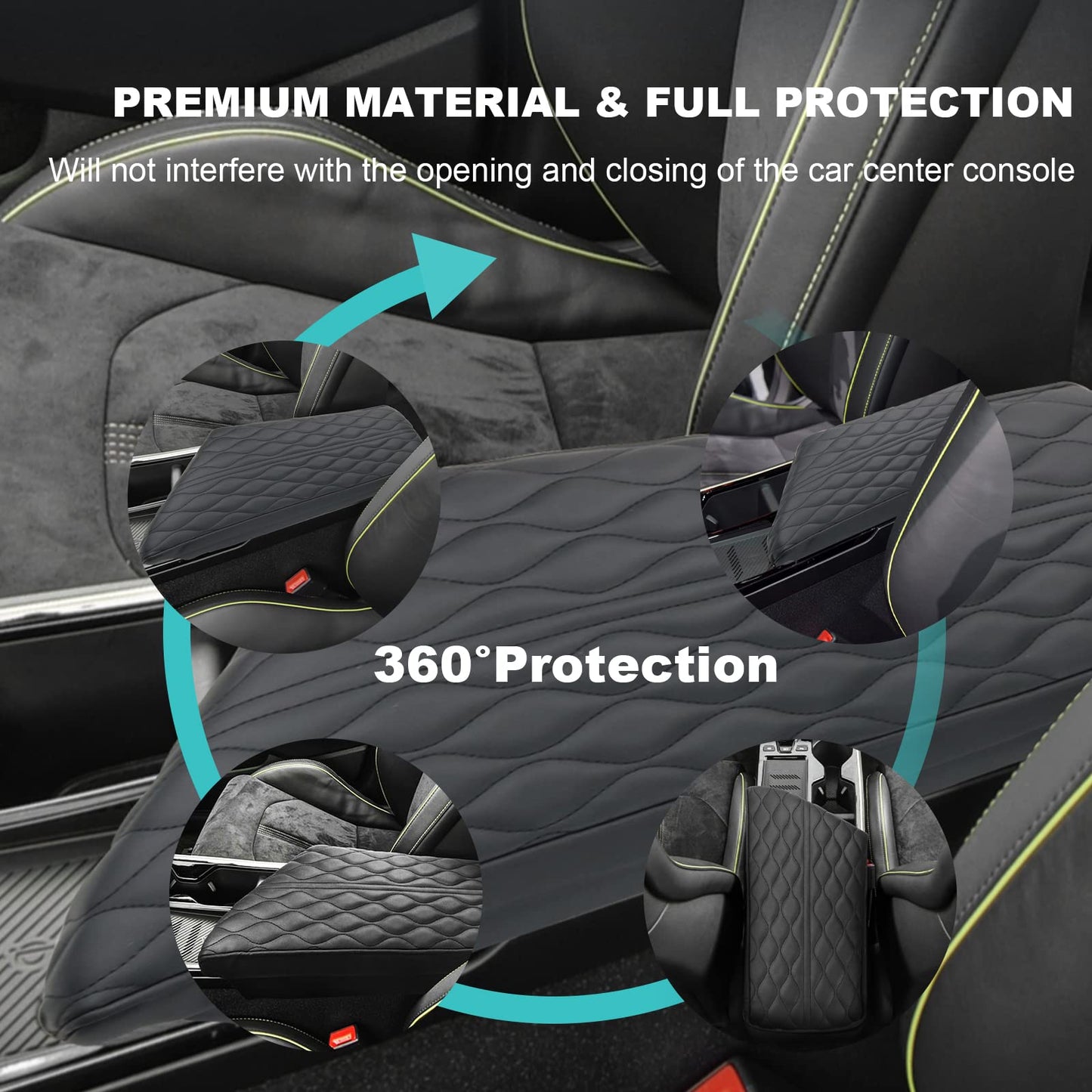 YEE PIN R1T Armrest Cover for Rivian R1T R1S Center Console Armrest Cover, for Rivian Center Cover with Side Pockets, for Rivian Armrest Cover for Rivian Arm Protector R1T R1S Accessories 2022-2025