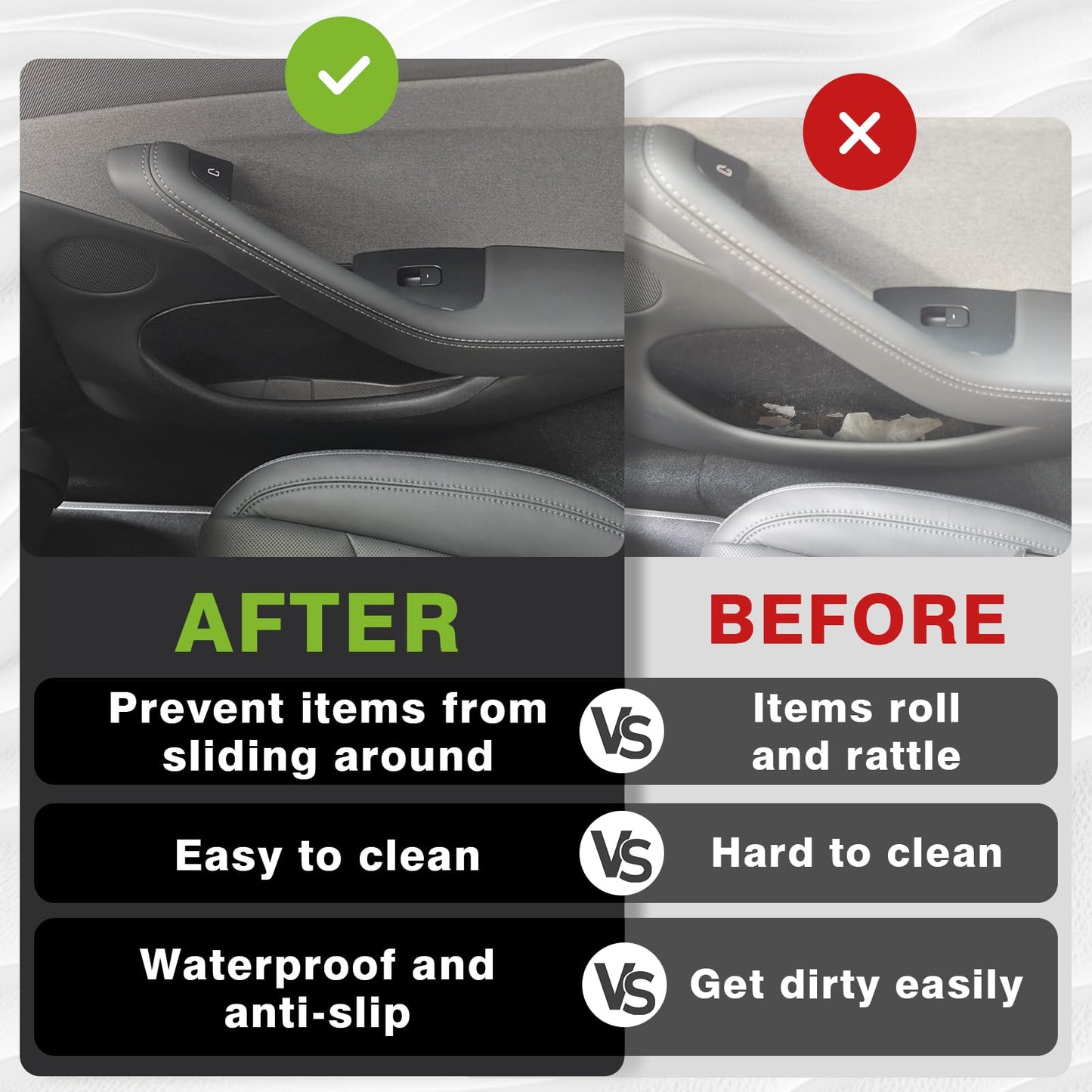 BestEvMod 4PCS Front & Rear Door Side Storage Organizer fit for Rivian R1T/R1S 2025 2026 Gen2 Interior Accessories Inner Door Handle Storage Box Insert Tray ABS Material Anti-Scratch