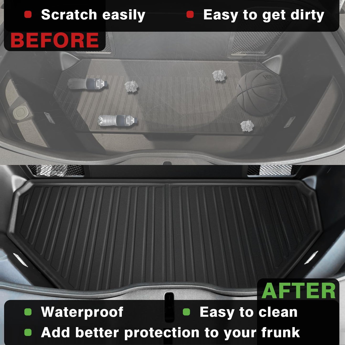 BestEvMod for Rivian R1S All Weather Trunk Mat Protection Accessories, 3D Cargo Liner TPE Material Compatible with Rivian R1S 2022-2025 2026 Interior Accessories