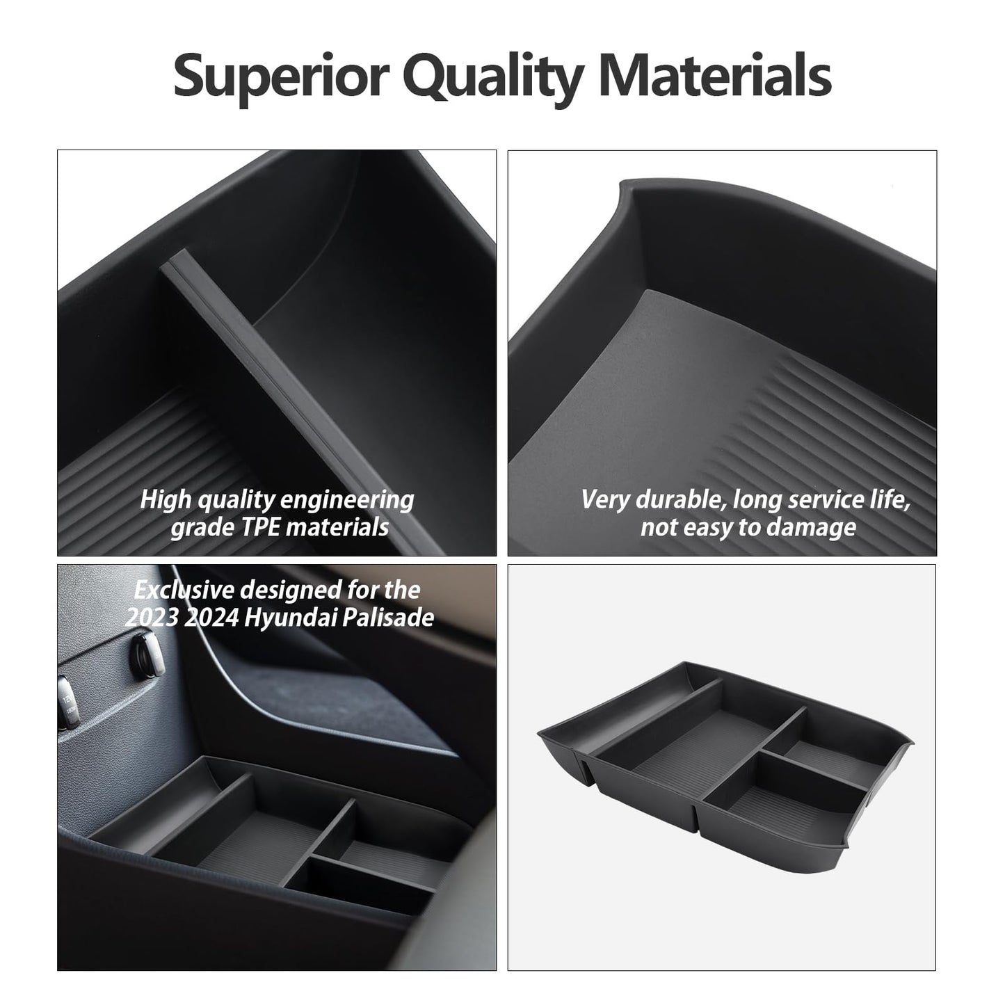 LUWU for 2022-2026 Rivian R1T/R1S Center Console Organizer Rivian Armrest Storage Armrest Organizer Insert Tray Rivian R1T/R1S Lower Console Organizer Storage Tray 2025 2026 Rivian R1T/R1S Accessories