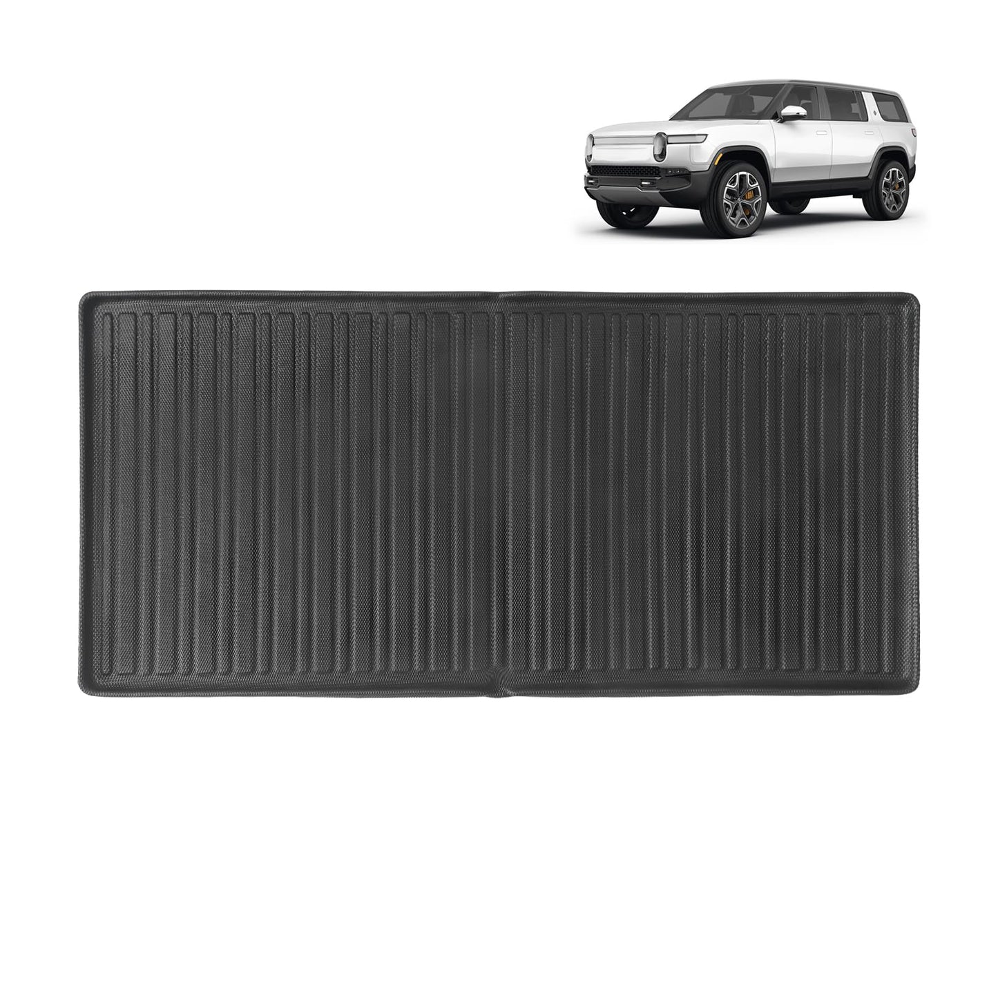 BestEvMod Compatible with Rivian R1S All Weather Cargo Liners Frunk Mat&Floor Liners&Trunk Mat Set Anti-Slip 3D Pattern TPE Waterproof Non-Slip 2022-2024 Accessories (R1S-Frunk+Floor+Trunk)