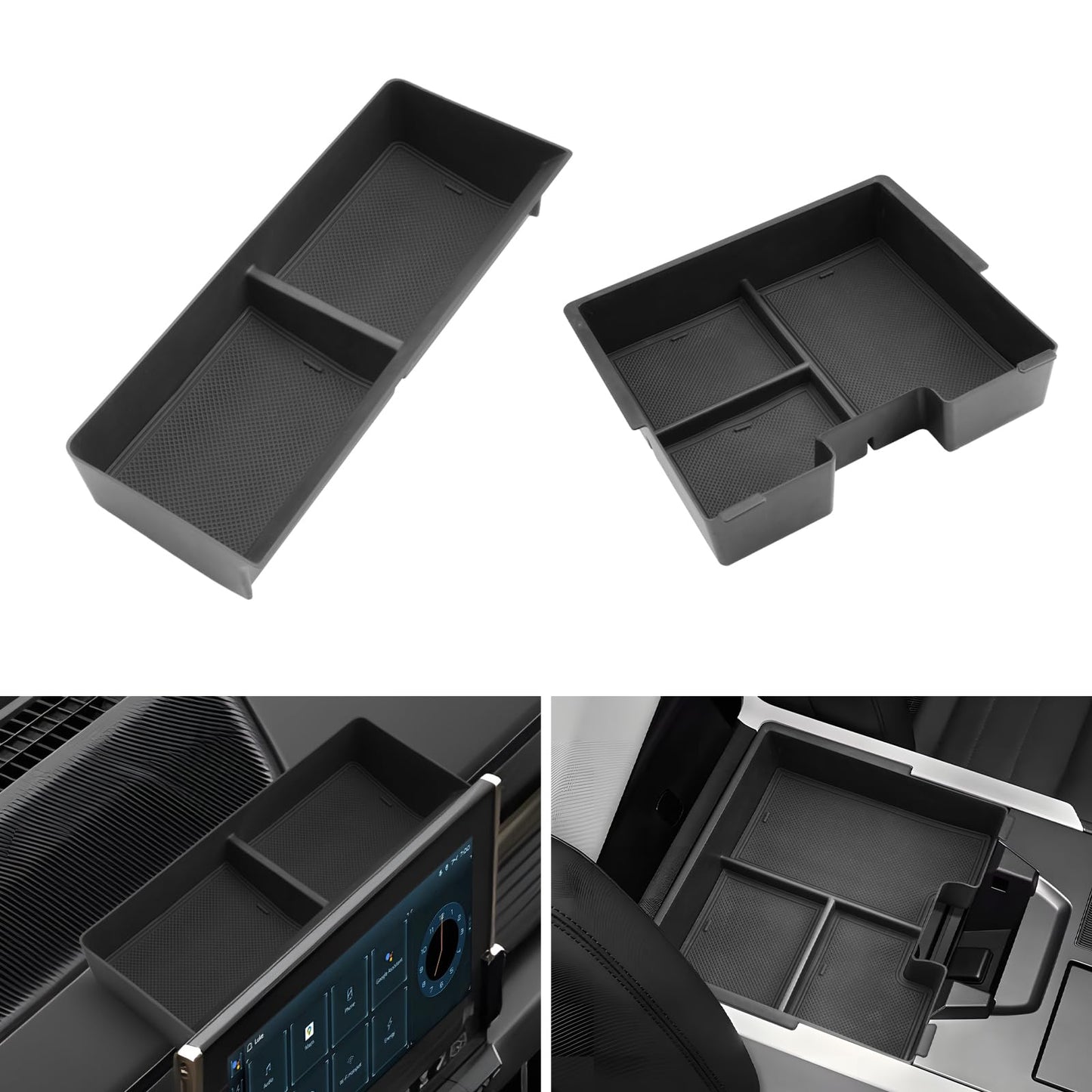 LUWU for 2022-2026 Rivian R1T/R1S Center Console Organizer Rivian Armrest Storage Armrest Organizer Insert Tray Rivian R1T/R1S Lower Console Organizer Storage Tray 2025 2026 Rivian R1T/R1S Accessories