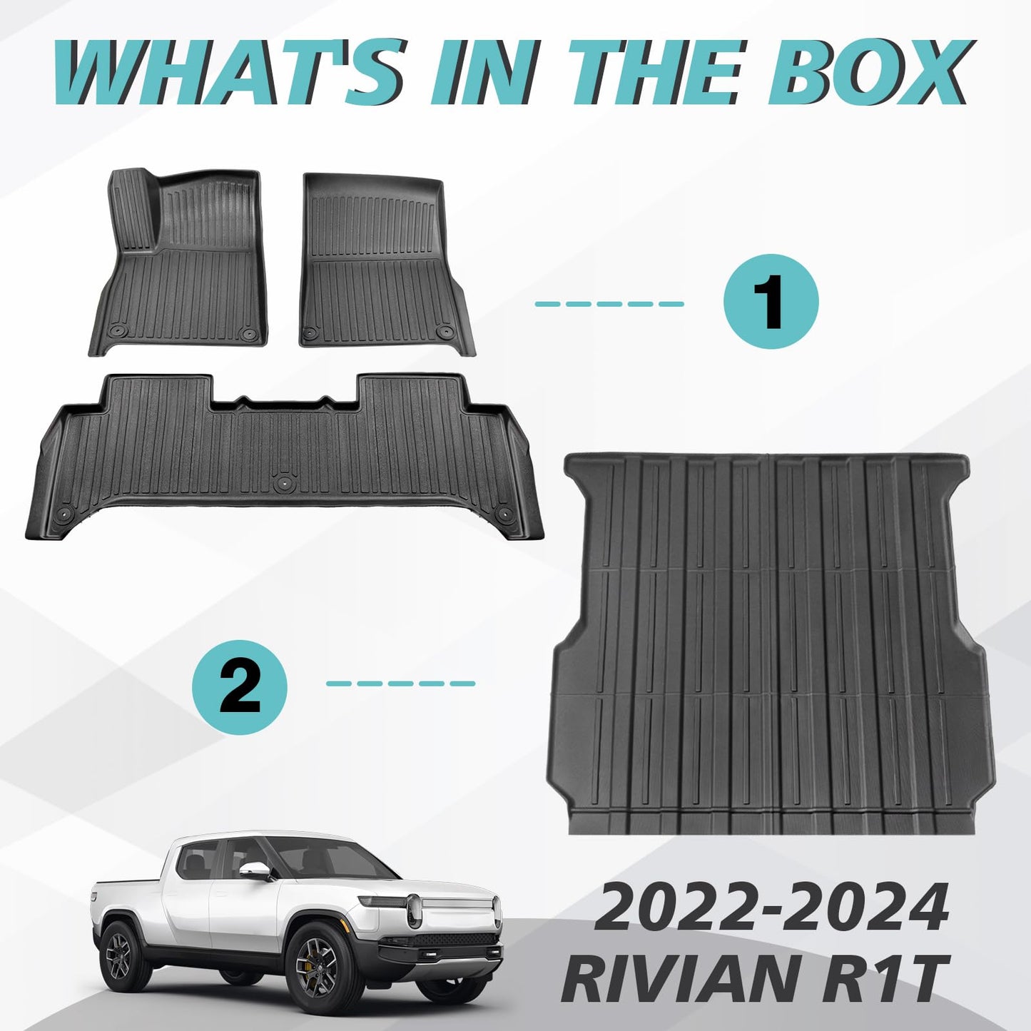 BestEvMod for Rivian R1S All Weather Trunk Mat Protection Accessories, 3D Cargo Liner TPE Material Compatible with Rivian R1S 2022-2025 2026 Interior Accessories