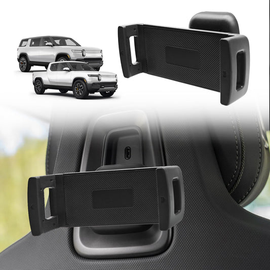 BestEvMod Seat Back Second Row Anchor 1/4 Screw Mount Phone Holder Tablet Mag Safe Compatible with 2022-2025 2026 Rivian R1T&R1S Backseat fits All Phones&Android 360° Adjustable (Phone Holder)
