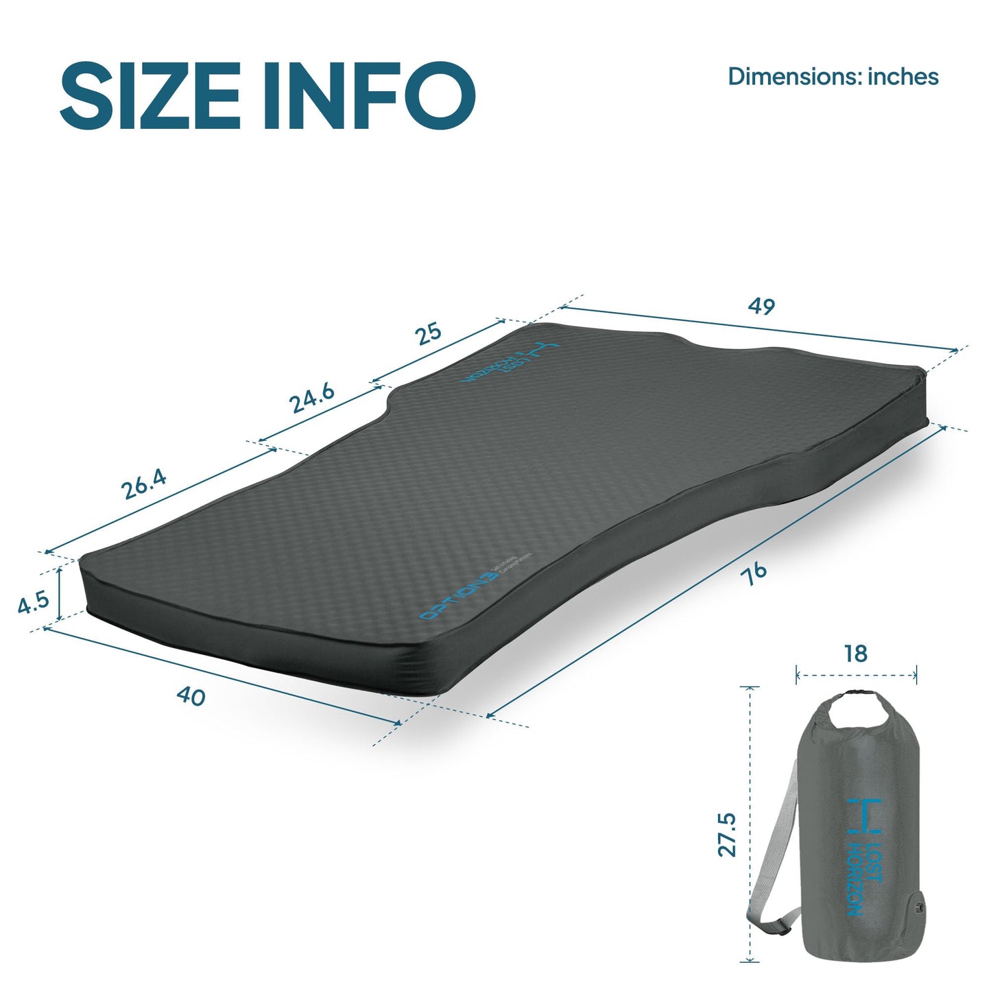 LOSTHORIZON Camping Air Mattress with Foam for Rivian R1S, Self Inflating Sleeping Pad with Air Pump, 4.5" Thick, R-Value 13